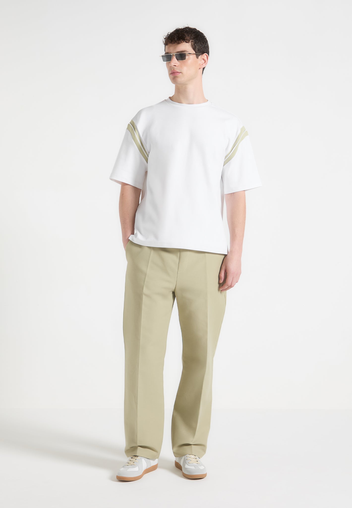 Varsity T-Shirt with Contrast Panels & Relaxed Fit | Manière De Voir