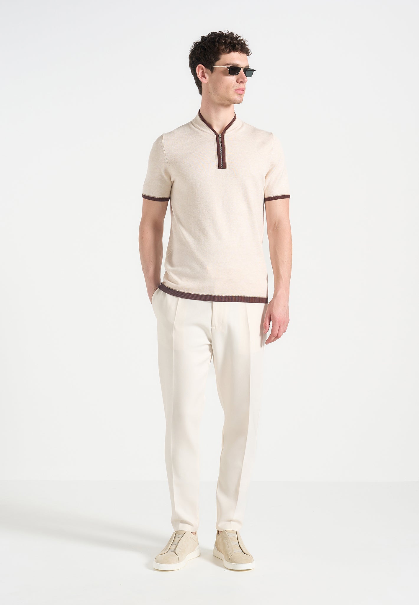 Slim Fit Tailored Trousers with Side Adjusters & Pressed Creases | Hubert