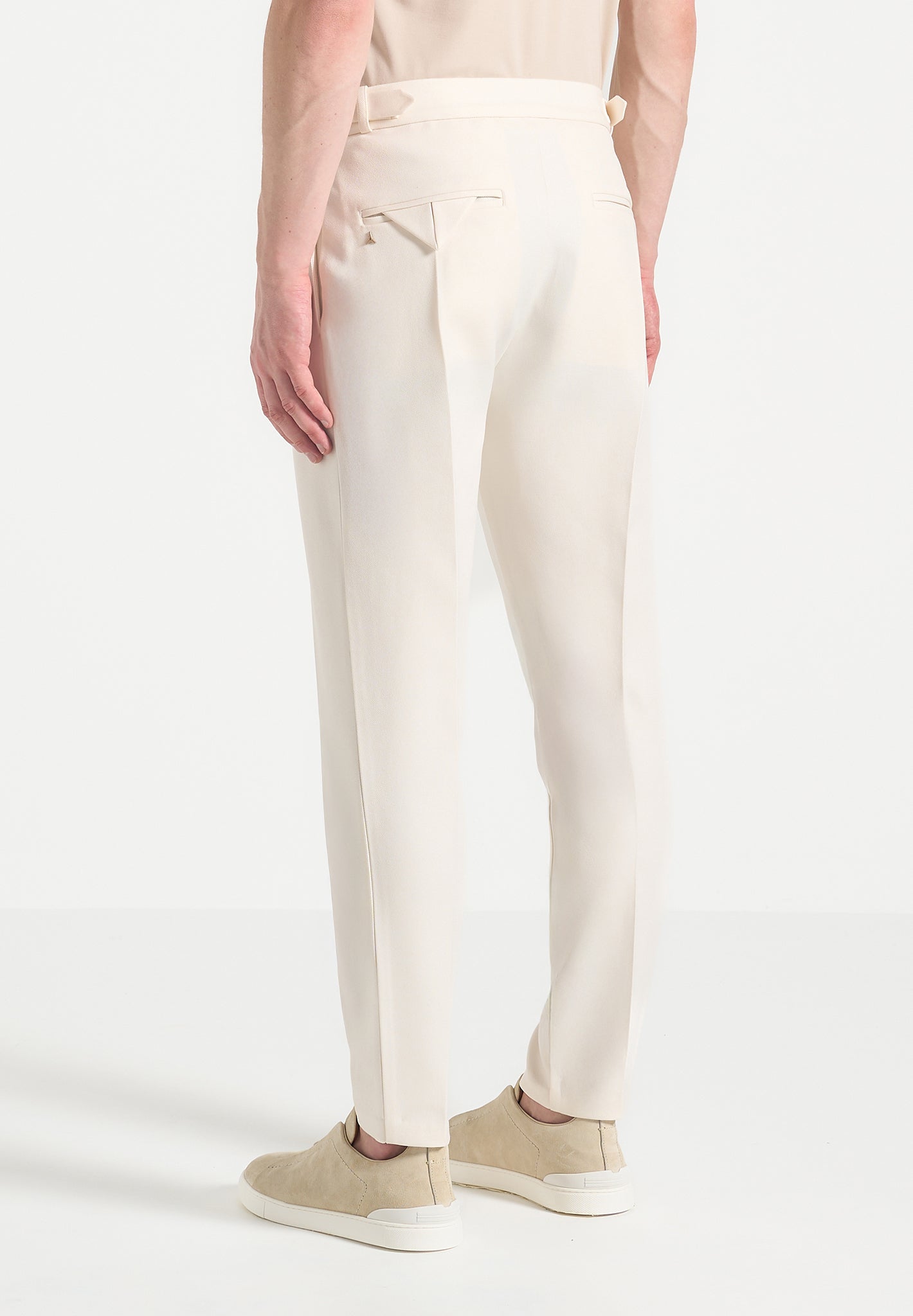 Slim Fit Tailored Trousers with Side Adjusters & Pressed Creases | Hubert