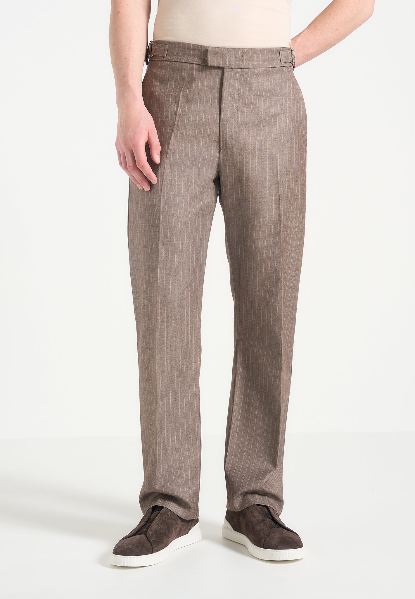 Pinstripe Tailored Trousers for Men | Regular Fit with Adjustable Waist | Joseph