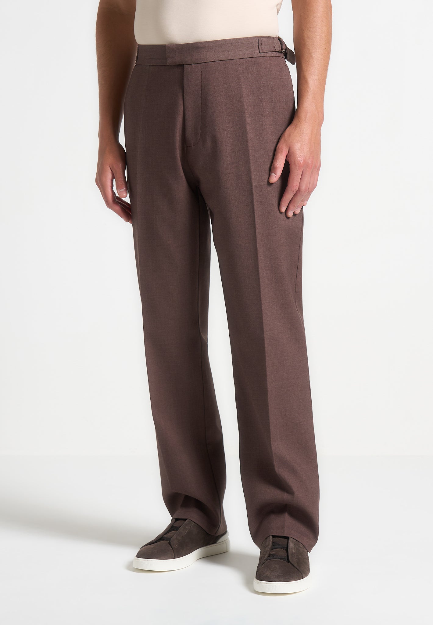 Regular Fit Twill Pleated Trousers for Men | Joseph Brown