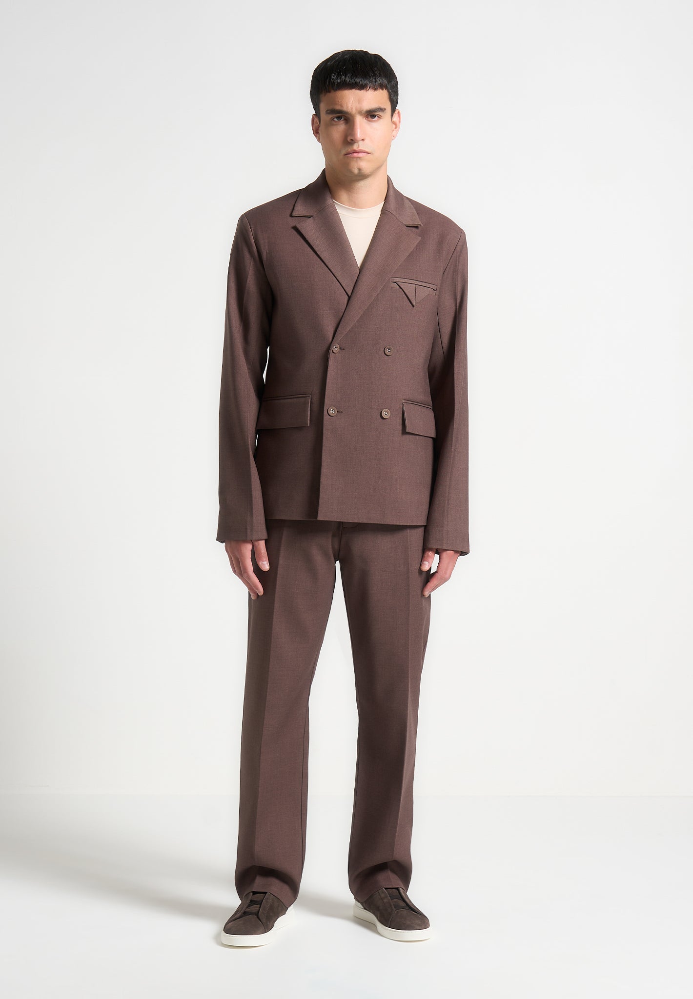 Regular Fit Twill Pleated Trousers for Men | Joseph Brown