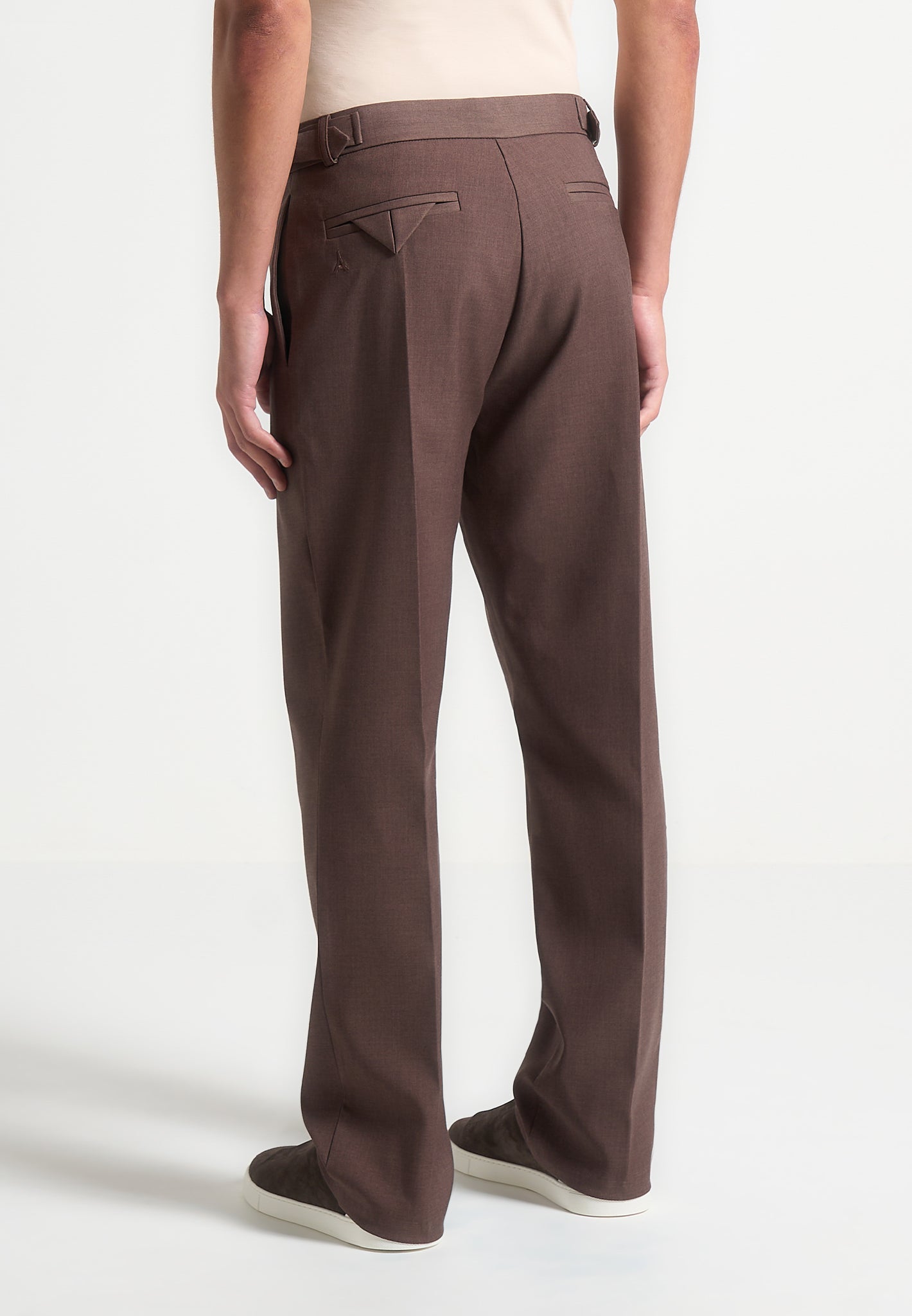 Regular Fit Twill Pleated Trousers for Men | Joseph Brown