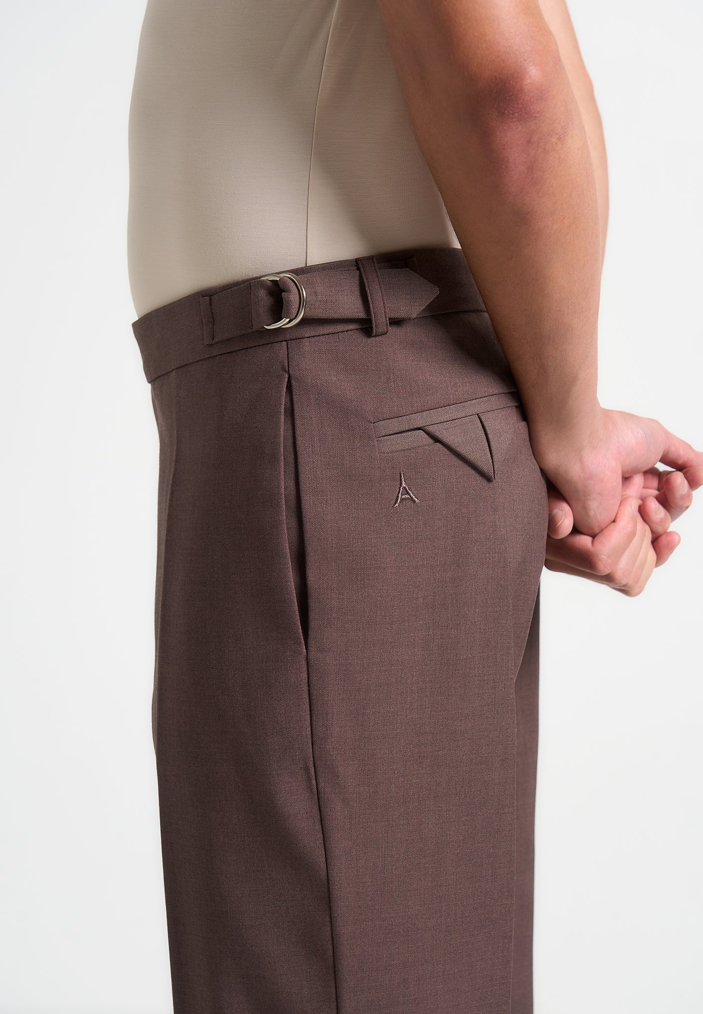 Regular Fit Twill Pleated Trousers for Men | Joseph Brown