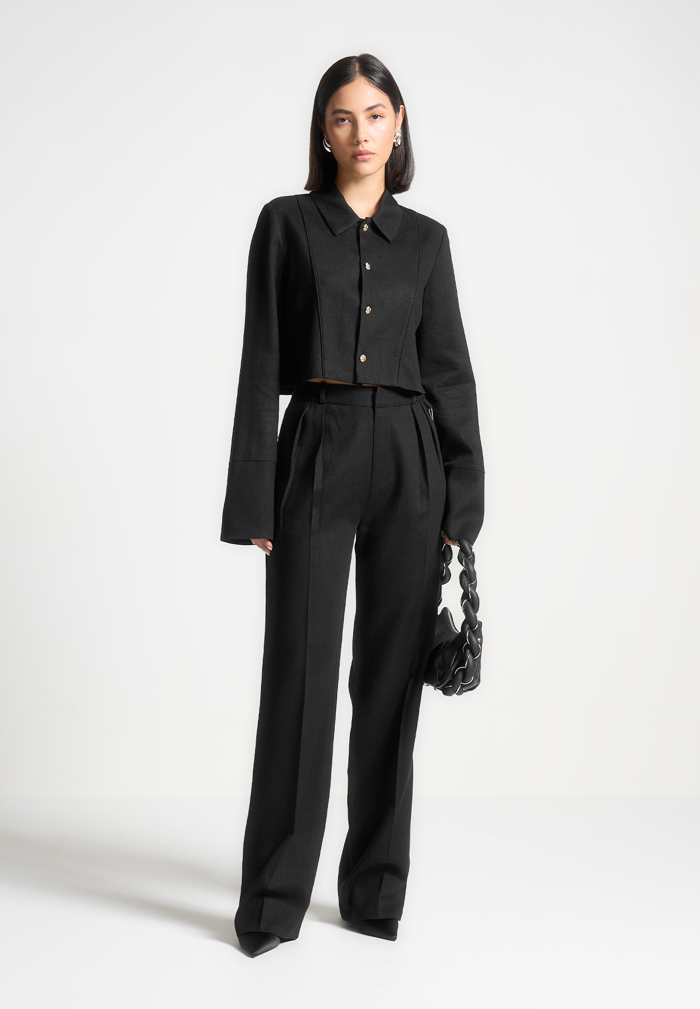Linen Twin Pleat Trousers - High Waist Straight Leg | Julie