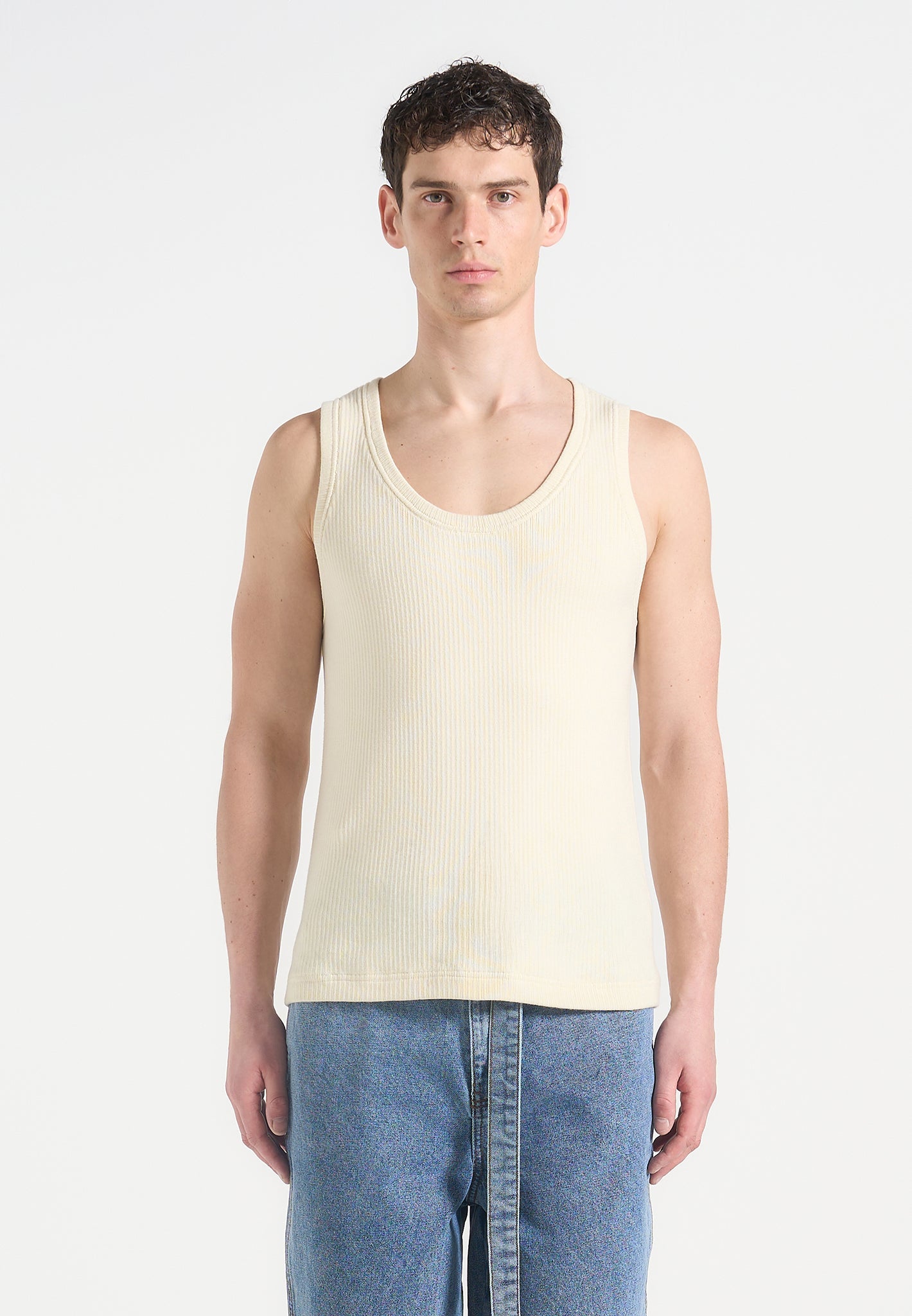 Ribbed Cotton Vest for Layering | Contoured Fit & Curved Hem | Justin
