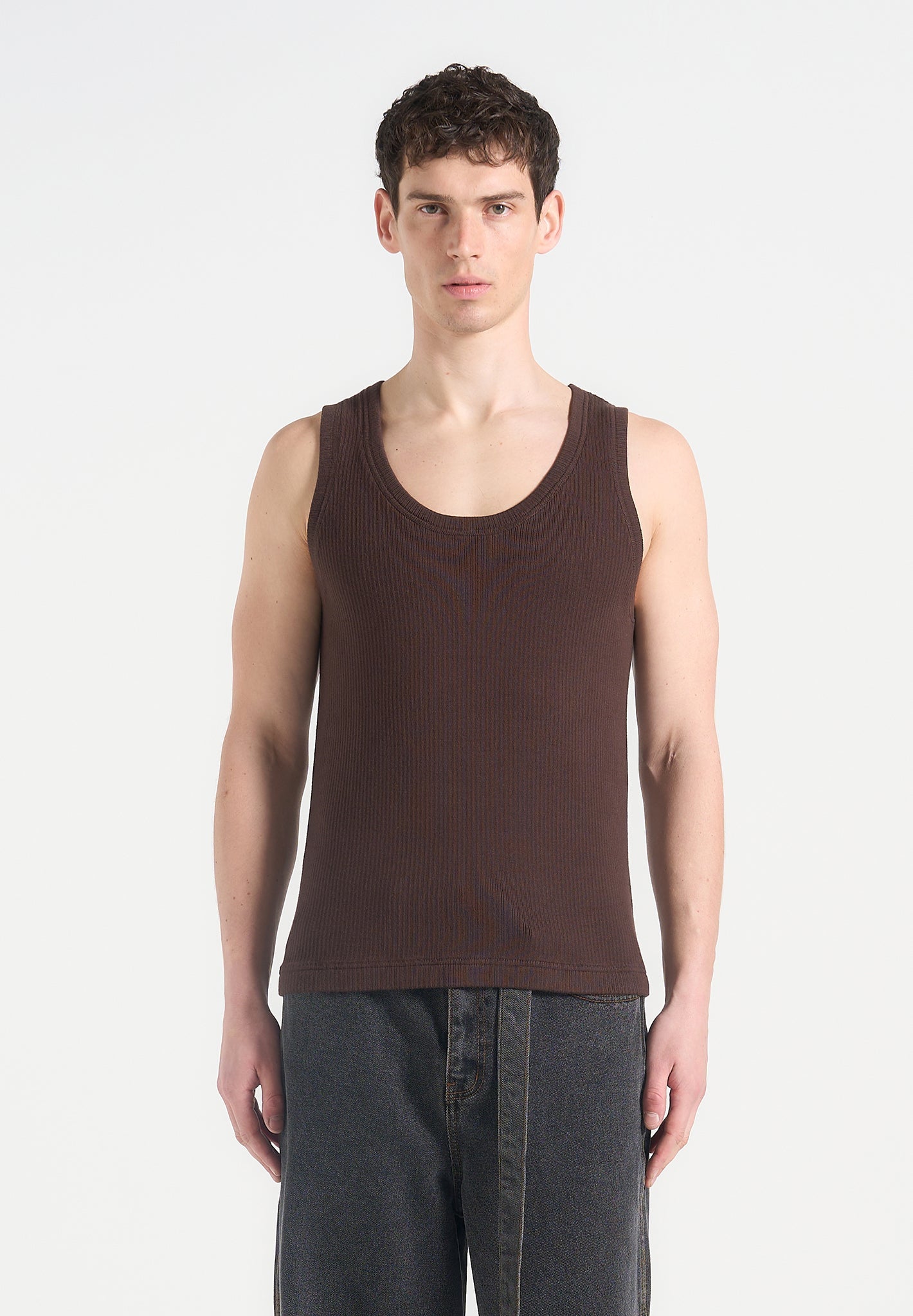 Ribbed Cotton Vest for Men - Slim Fit Layering Piece | Justin