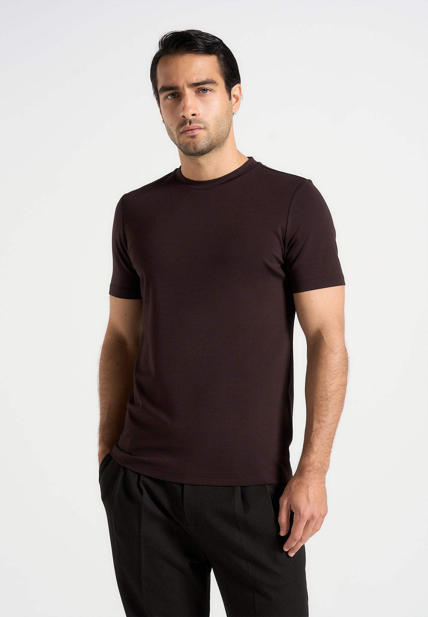 Slim Fit Luxe T-Shirt in Brown | Soft-Touch High Cotton Blend
