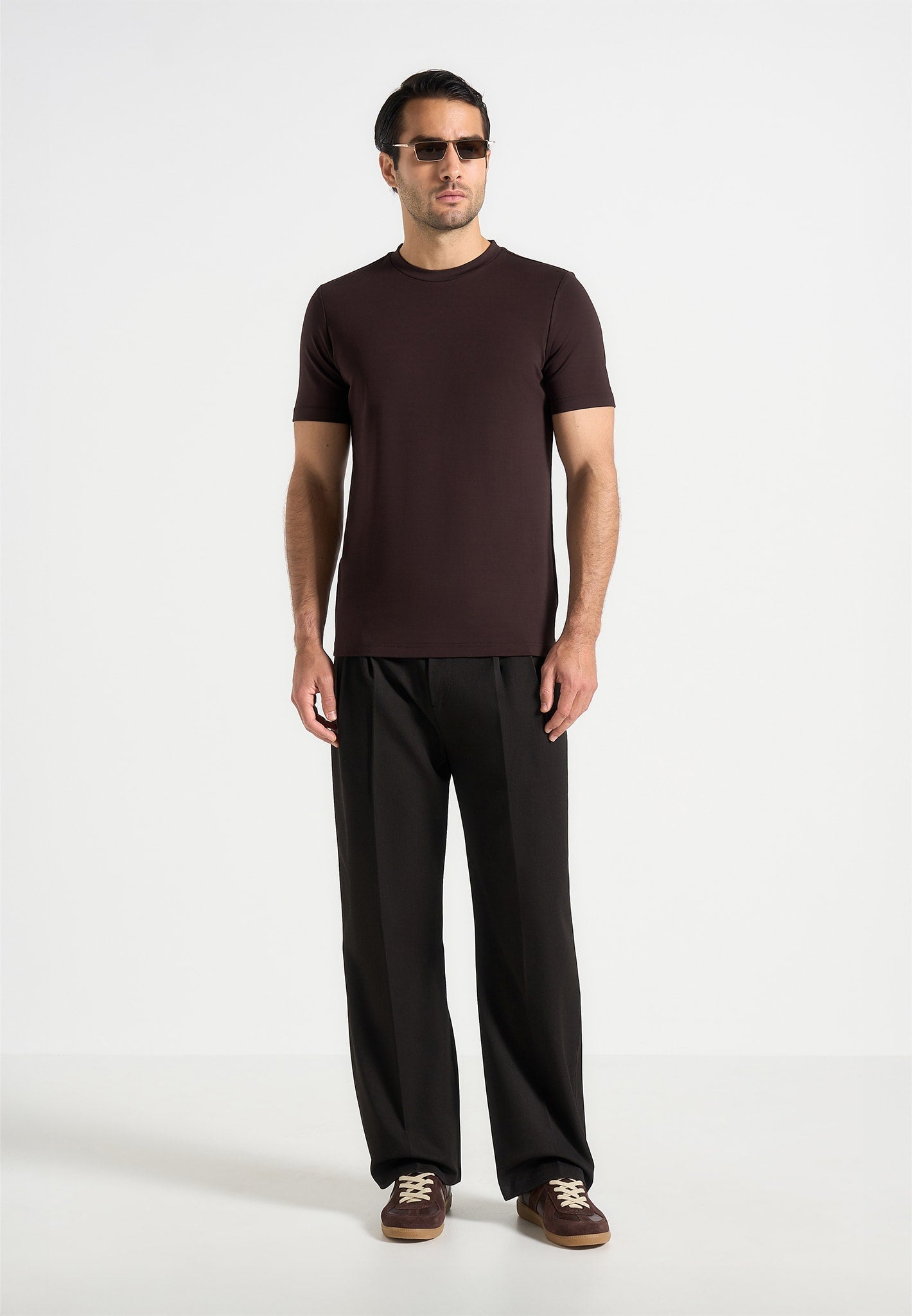 Slim Fit Luxe T-Shirt in Brown | Soft-Touch High Cotton Blend