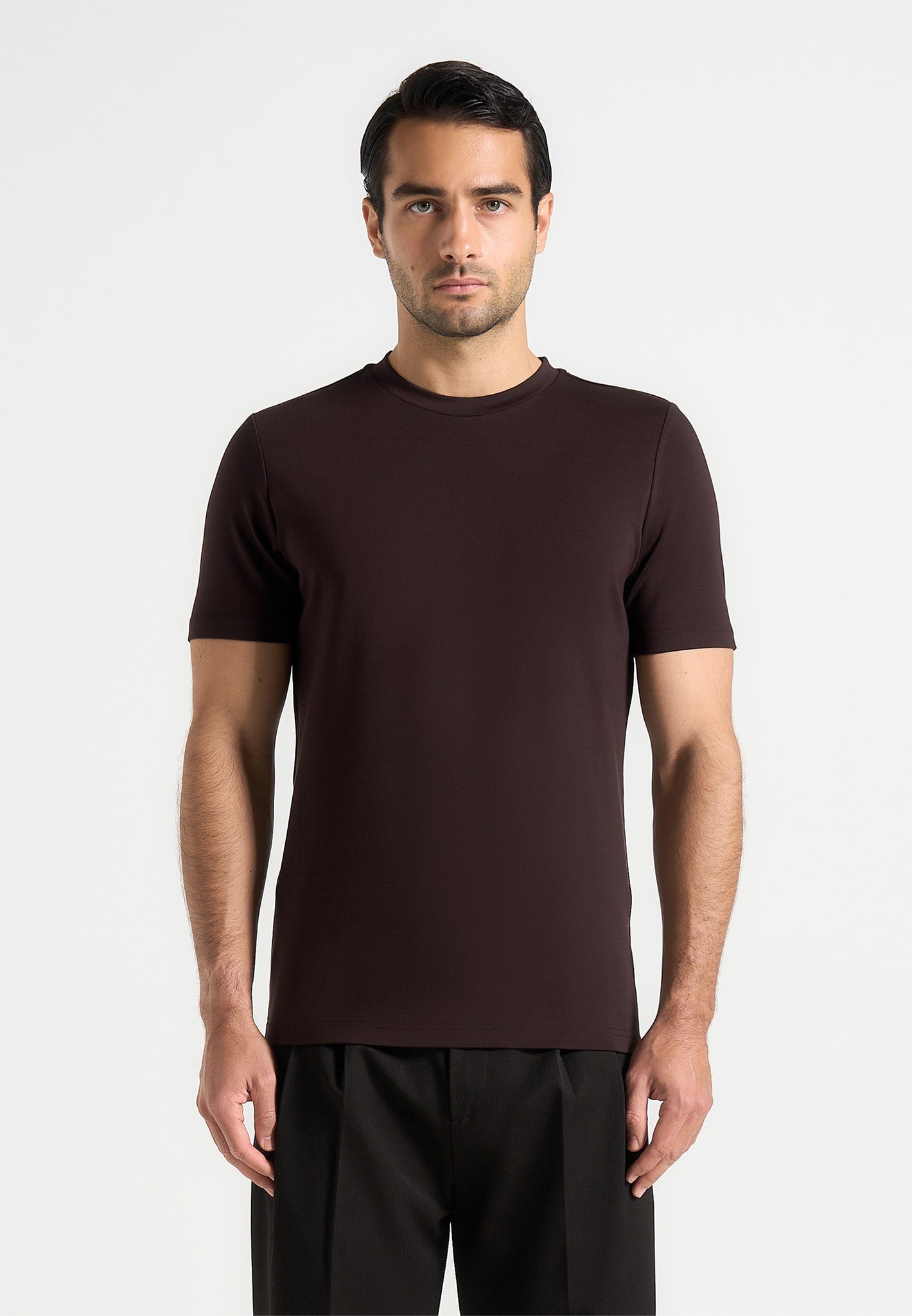 Slim Fit Luxe T-Shirt in Brown | Soft-Touch High Cotton Blend