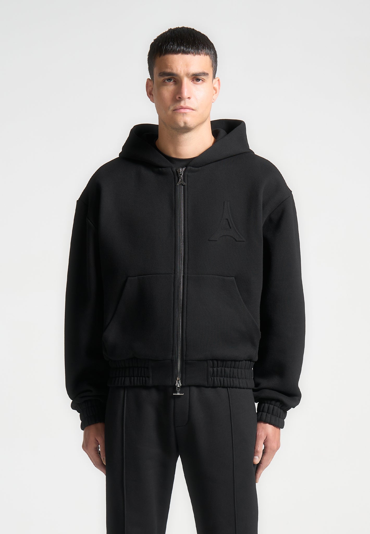 Heavyweight Zip Hoodie with Eiffel Embossed Design | Éternel