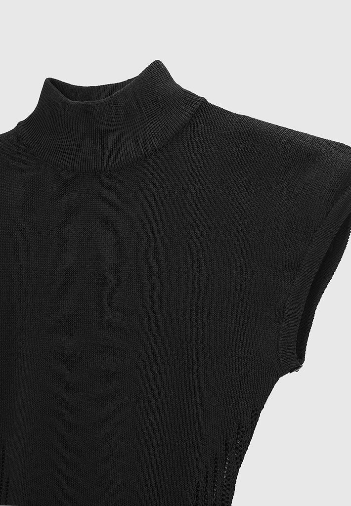 Knitted Bodycon Dress with Vegan Leather Sleeves | Manière De Voir