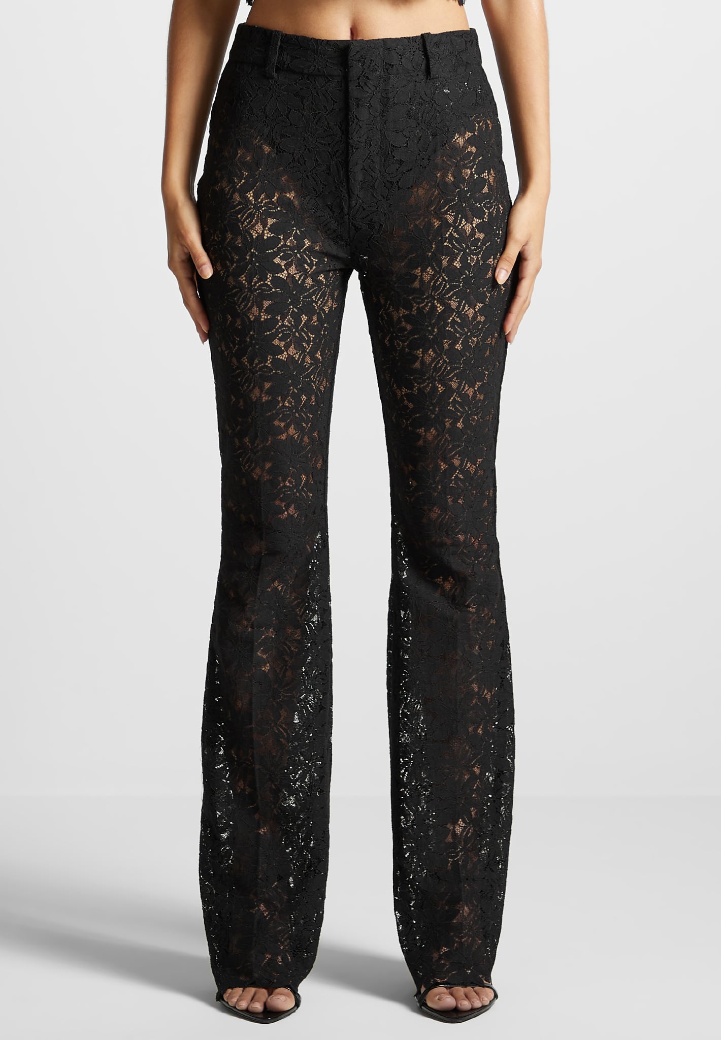 Lace Fit & Flare Trousers - High Waisted & Sheer | Manière De Voir