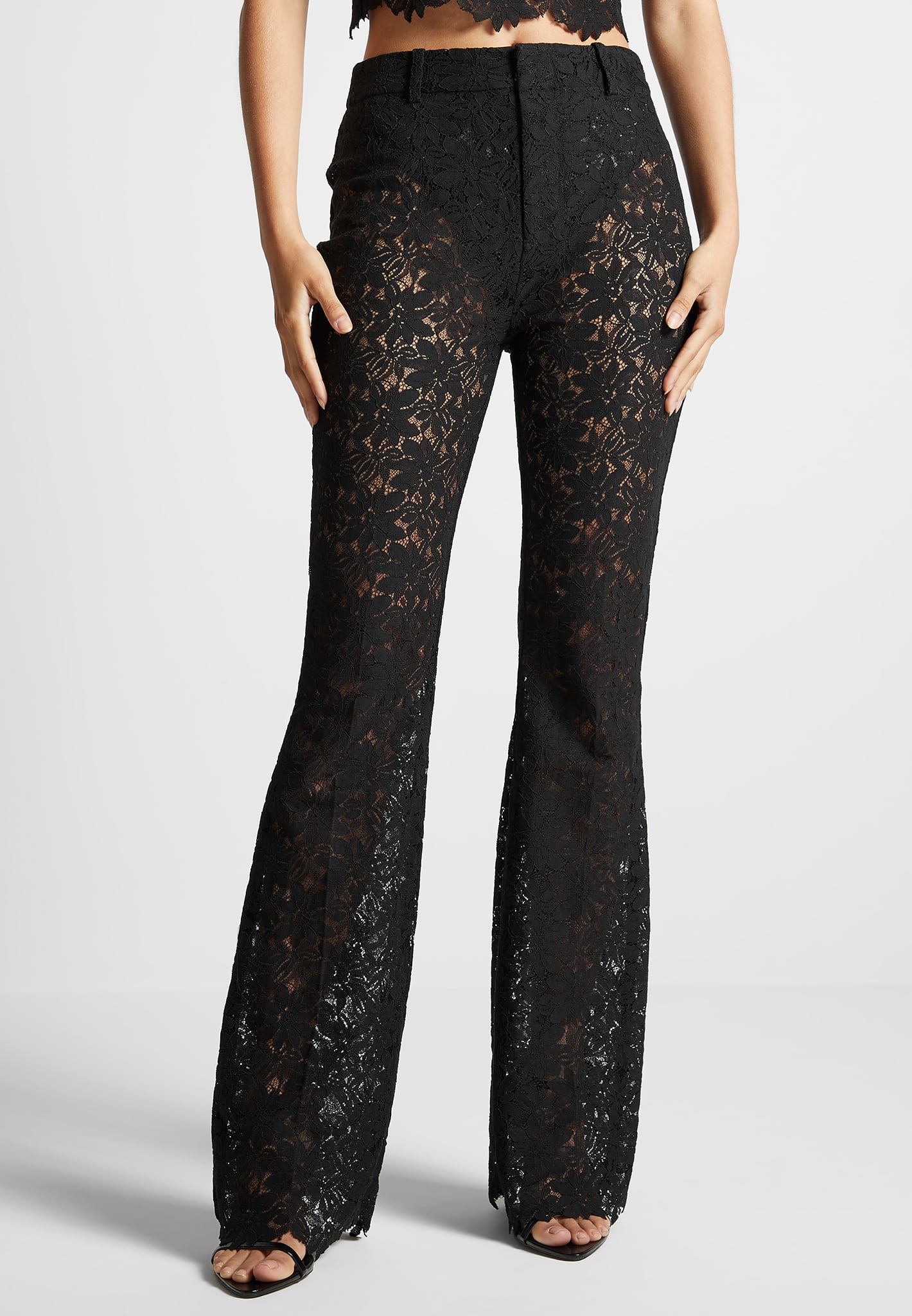 Lace Fit & Flare Trousers - High Waisted & Sheer | Manière De Voir