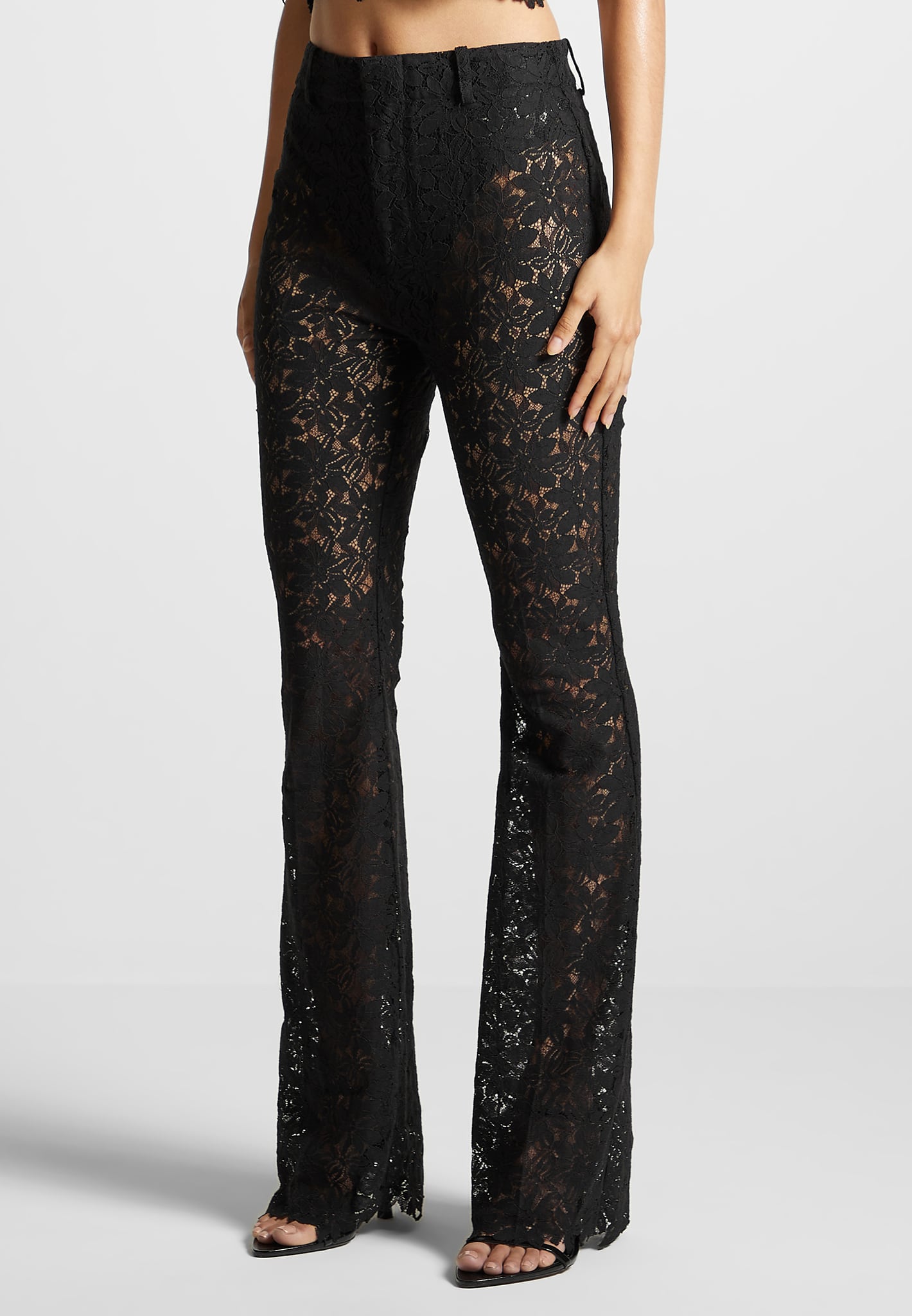 Lace Fit & Flare Trousers - High Waisted & Sheer | Manière De Voir