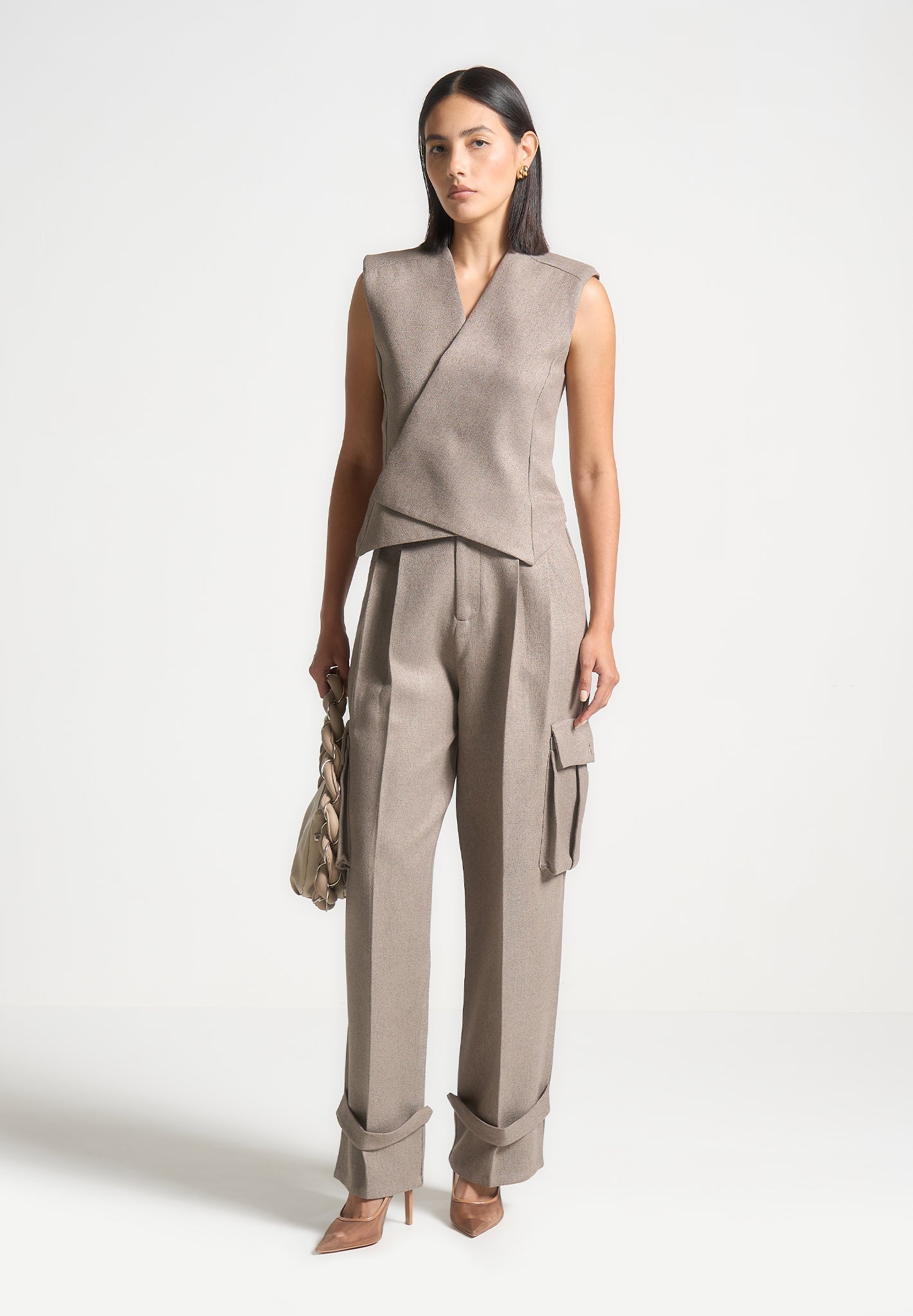 Textured Tailored Wrap Waistcoat with Concealed Buttons | Laurence