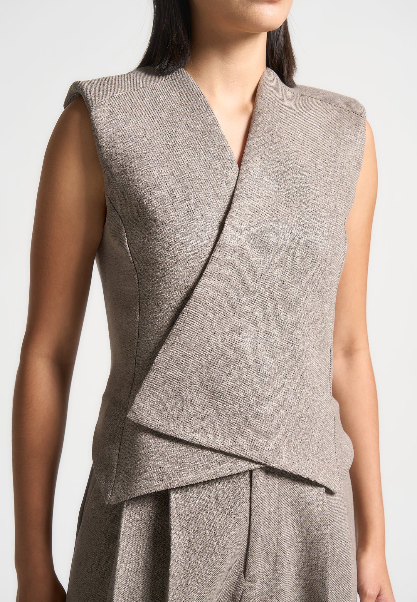 Textured Tailored Wrap Waistcoat with Concealed Buttons | Laurence