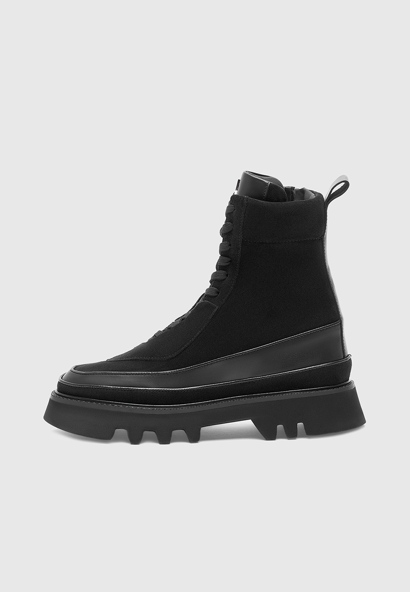 Black Combat Boots with Chunky Sole & Eiffel Zip | Manière De Voir