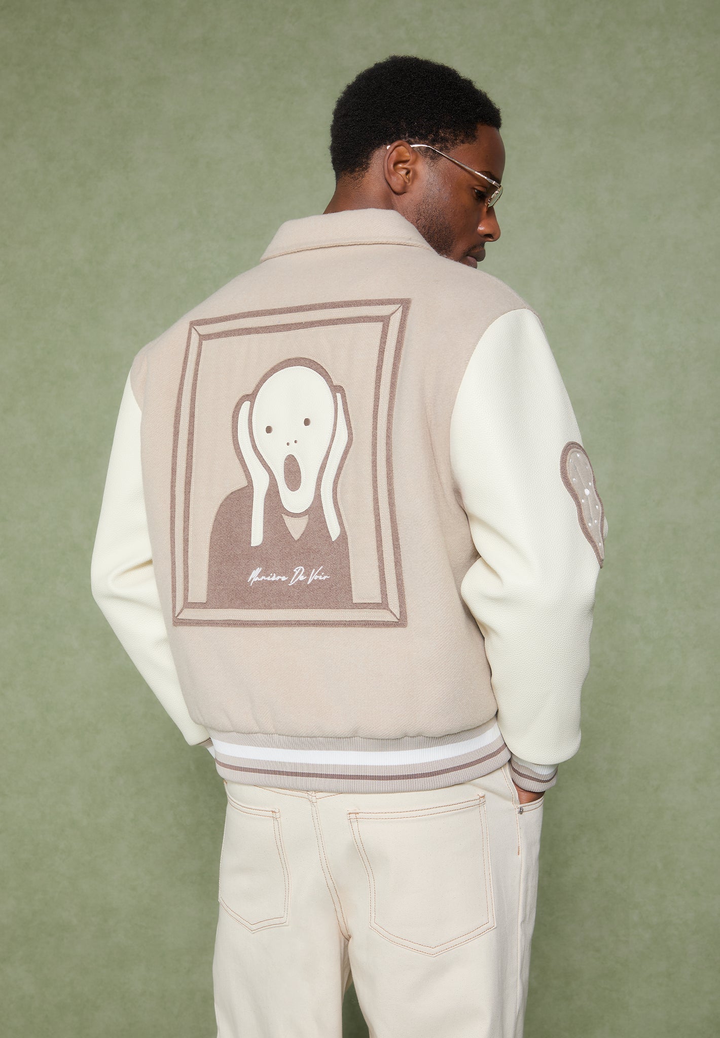 Wool-Blend Varsity Jacket with Vegan Leather Sleeves | Le Galerie