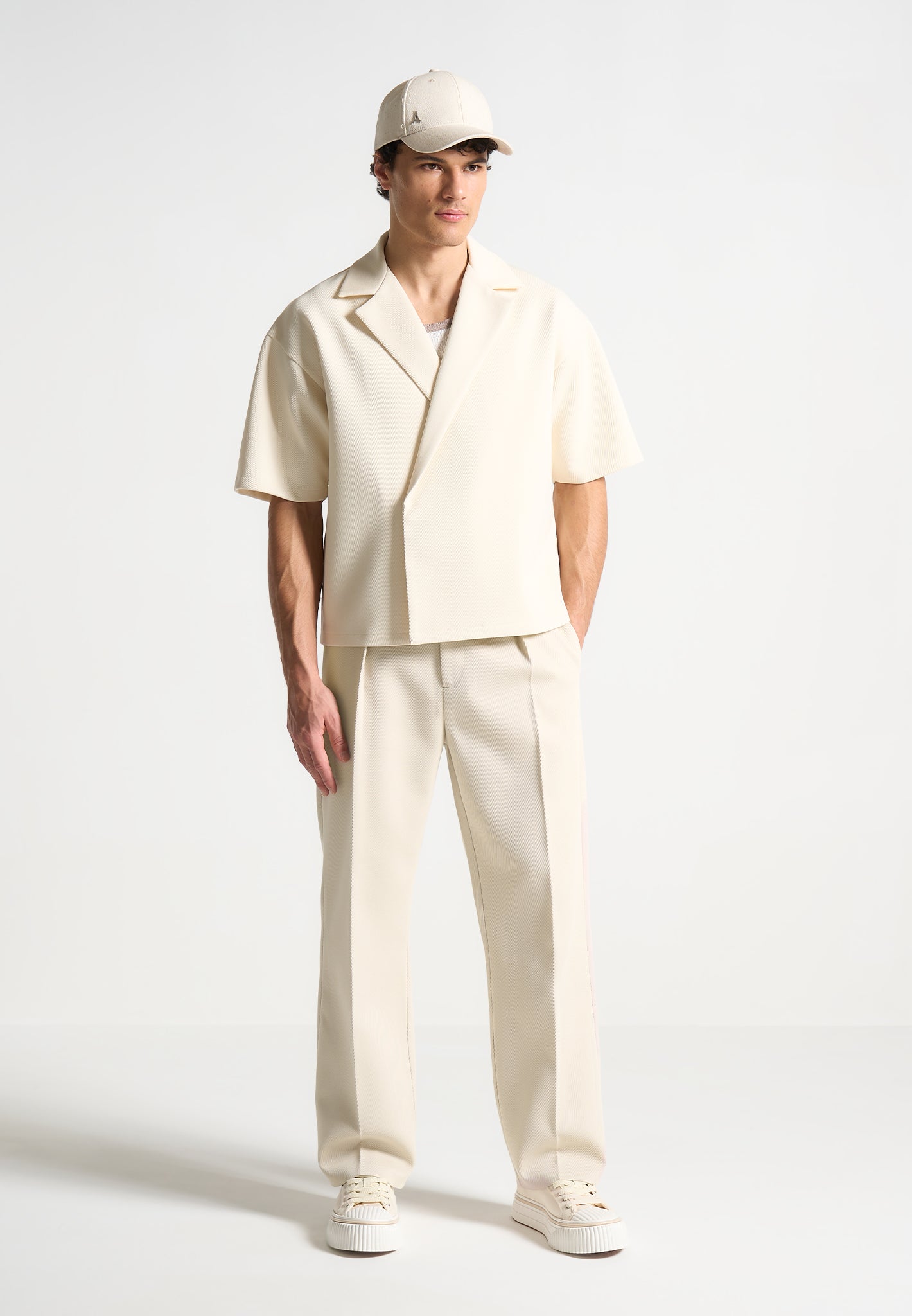 Double Breasted Shirt with Open Collar & Relaxed Fit | Abel
