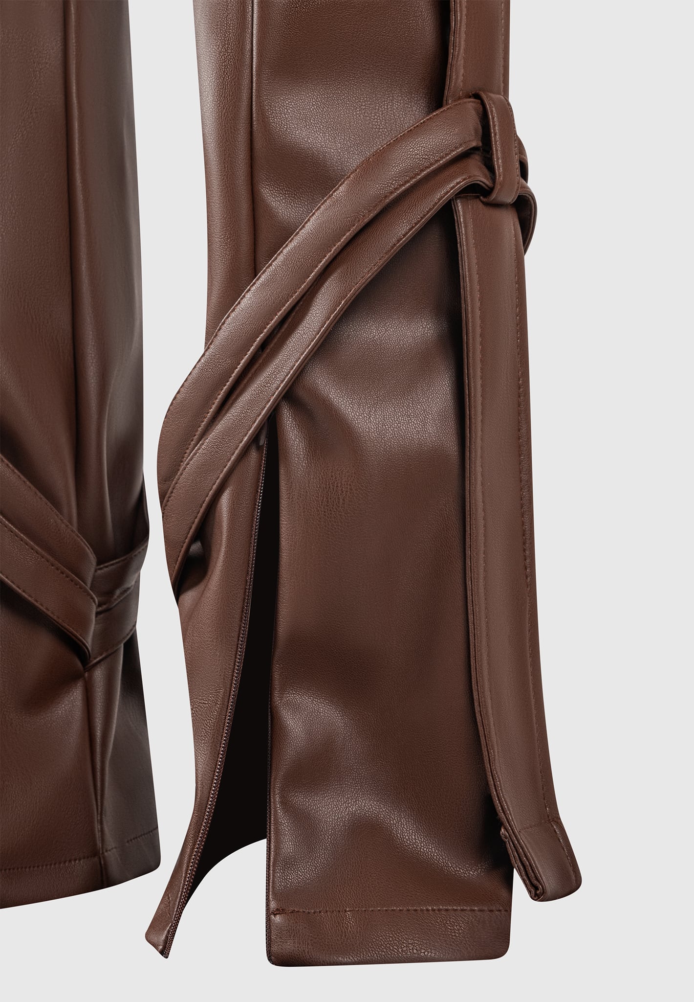 Vegan Leather Cargo Trousers with Adjustable Belt | Manière De Voir