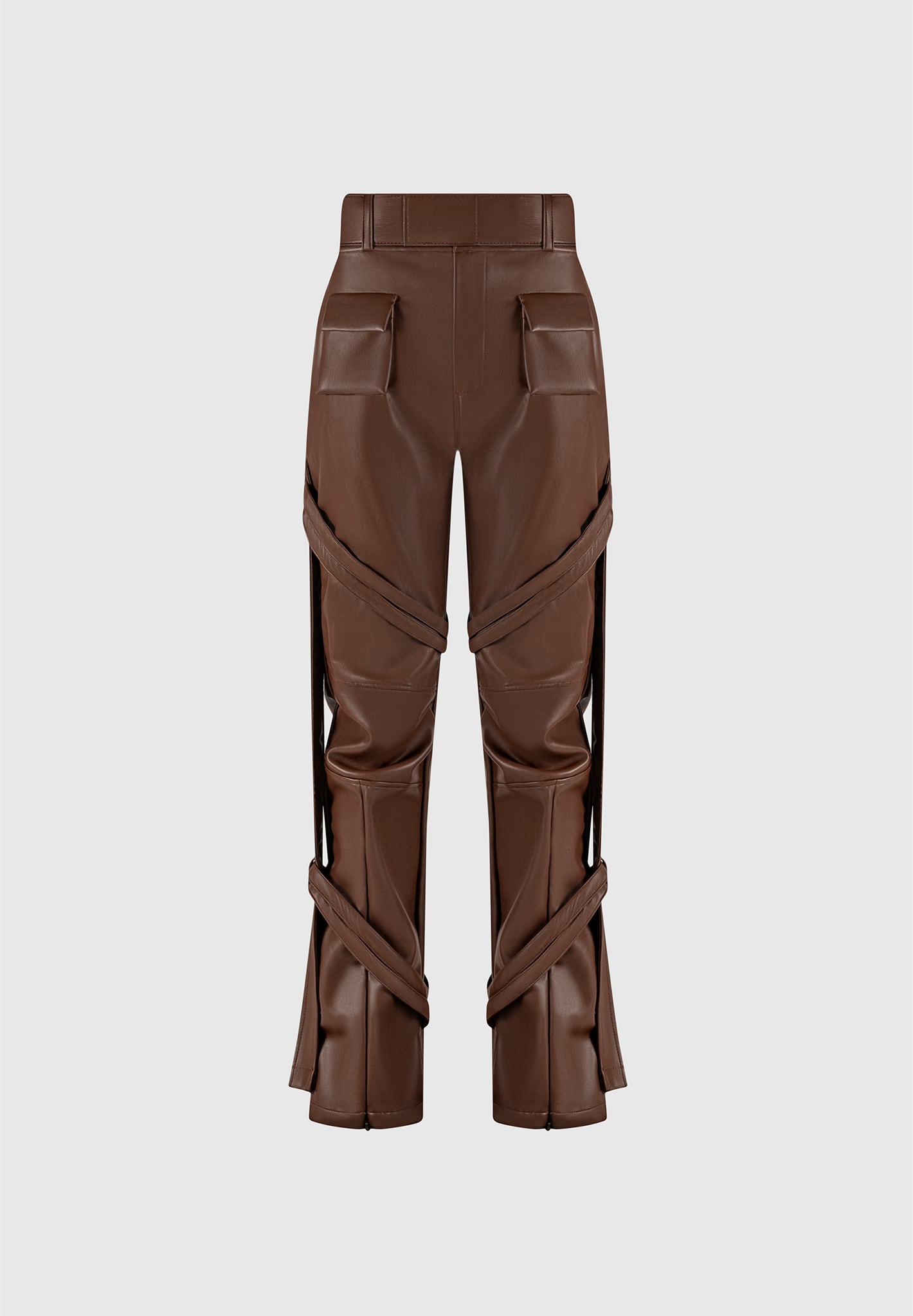 Vegan Leather Cargo Trousers with Adjustable Belt | Manière De Voir