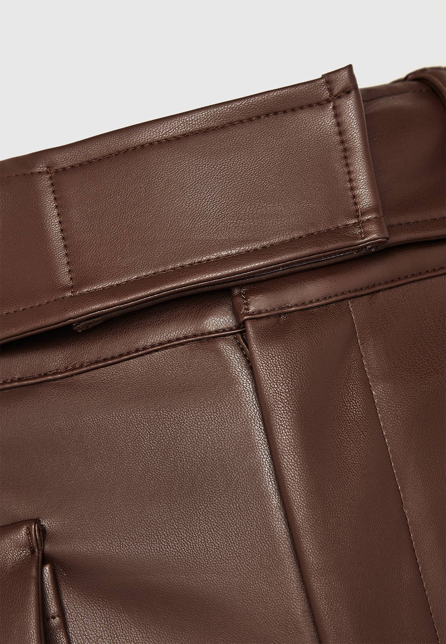 Vegan Leather Cargo Trousers with Adjustable Belt | Manière De Voir