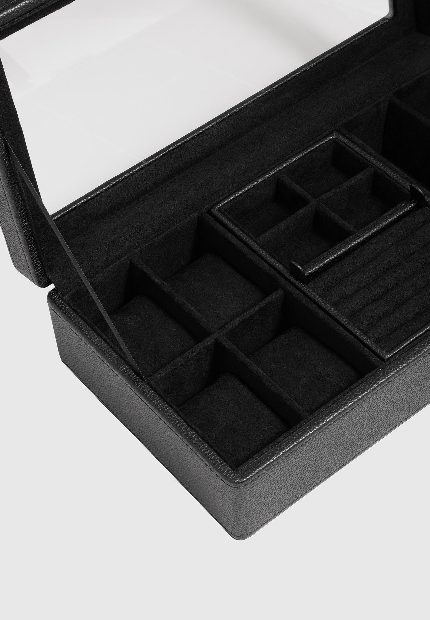 Leather Watch & Jewelry Box with Lock | Vegan Leather Storage for Watches & Sunglasses