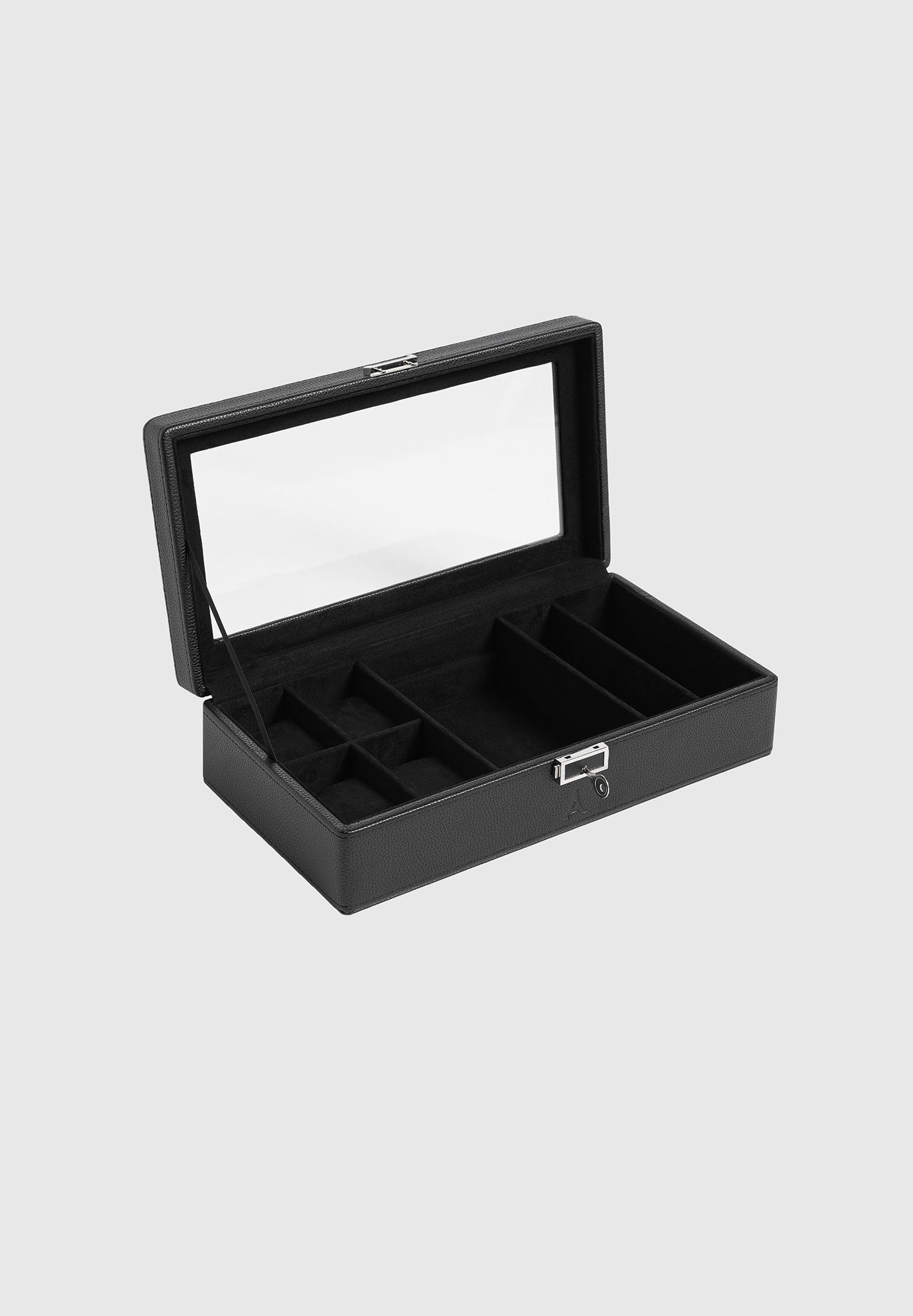 Leather Watch & Jewelry Box with Lock | Vegan Leather Storage for Watches & Sunglasses
