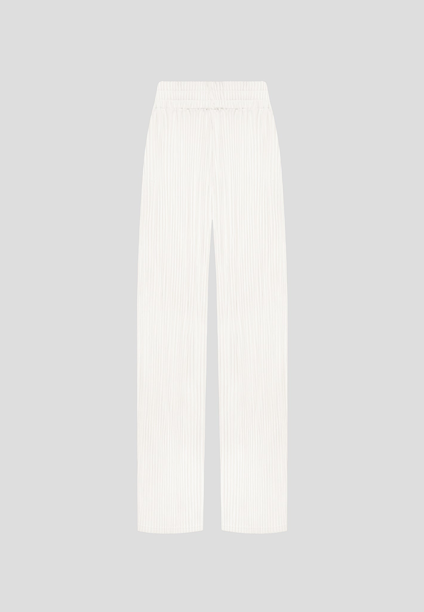 Wide Leg Pleated Trousers with Elastic Waistband | Lila Off White