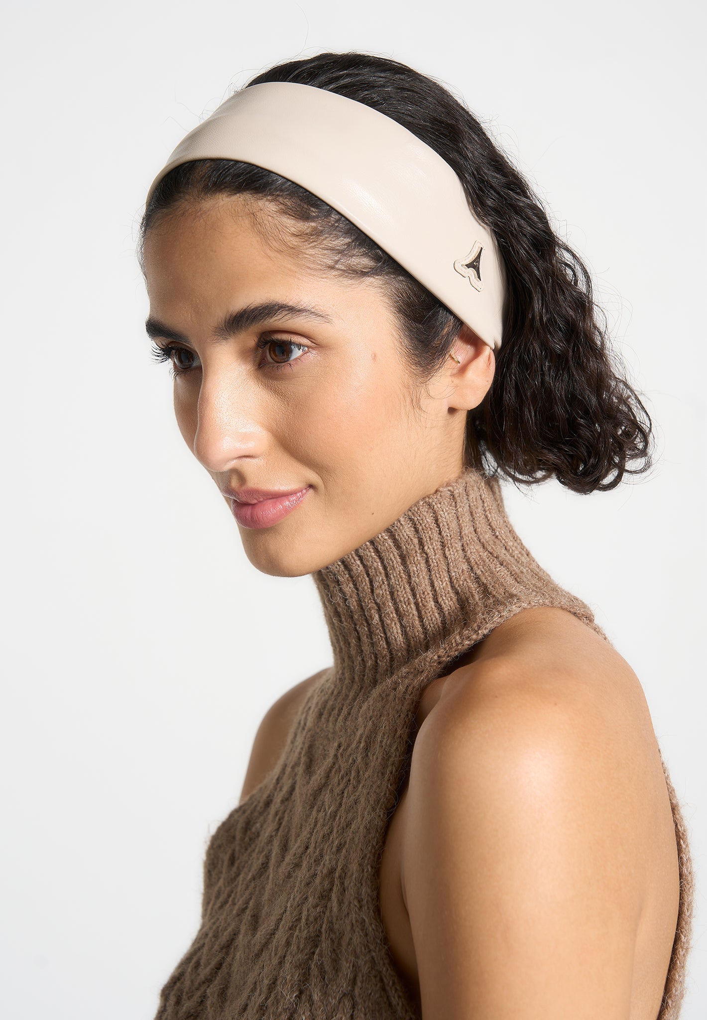 Vegan Leather Eiffel Headband for Women - Beige | Lilou