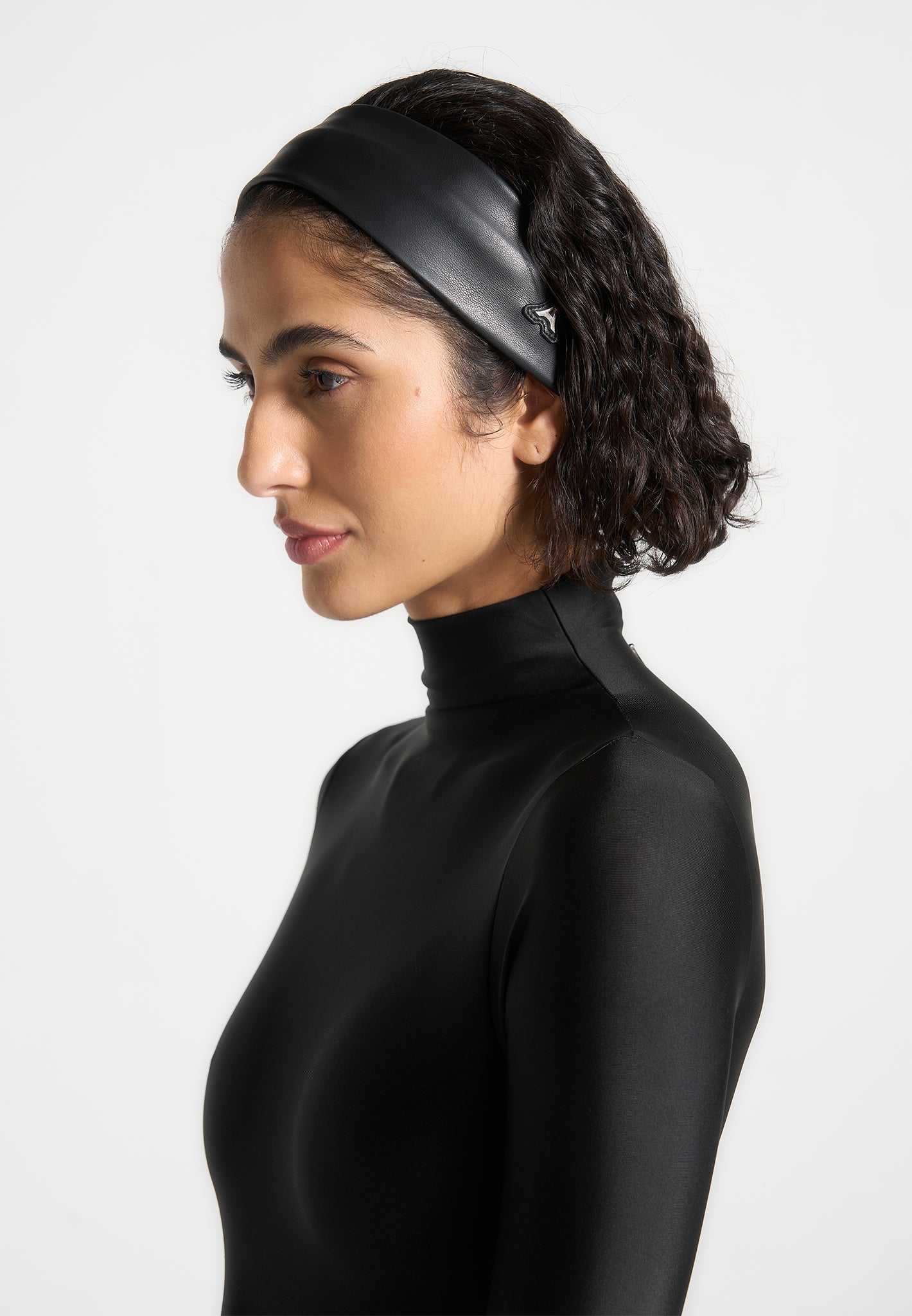 Vegan Leather Eiffel Headband for Women - Lilou Black