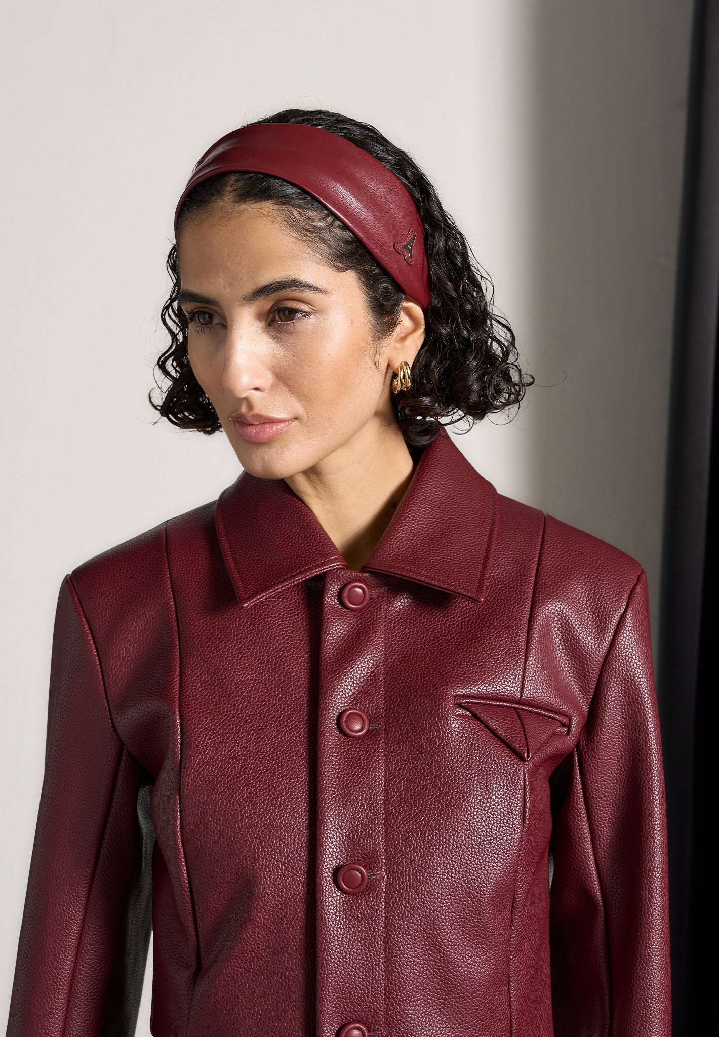 Vegan Leather Eiffel Headband for Women | Lilou Wine Red