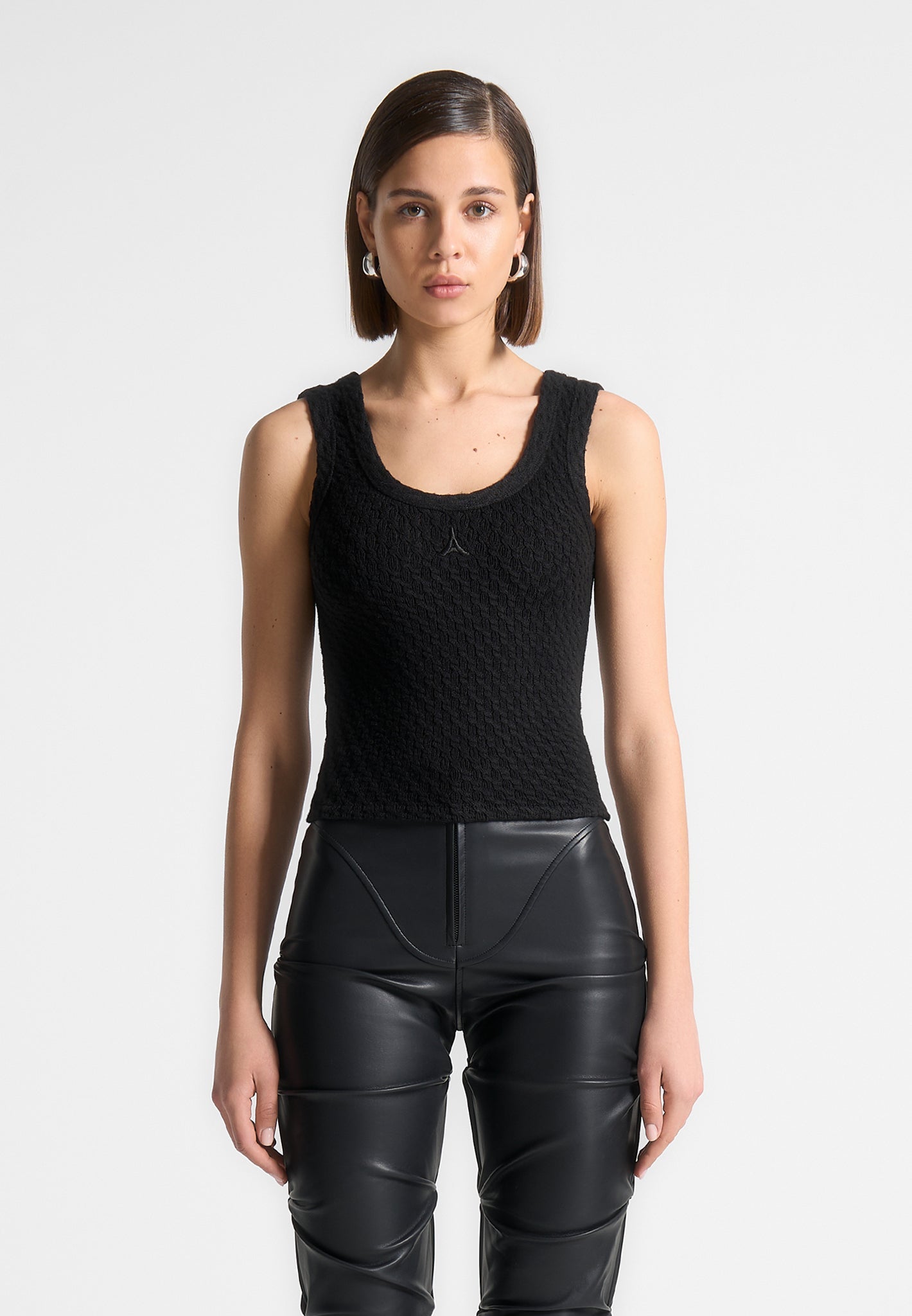Eiffel Knitted Tank Top for Women - Slim Fit & Soft Black | Limited Edition