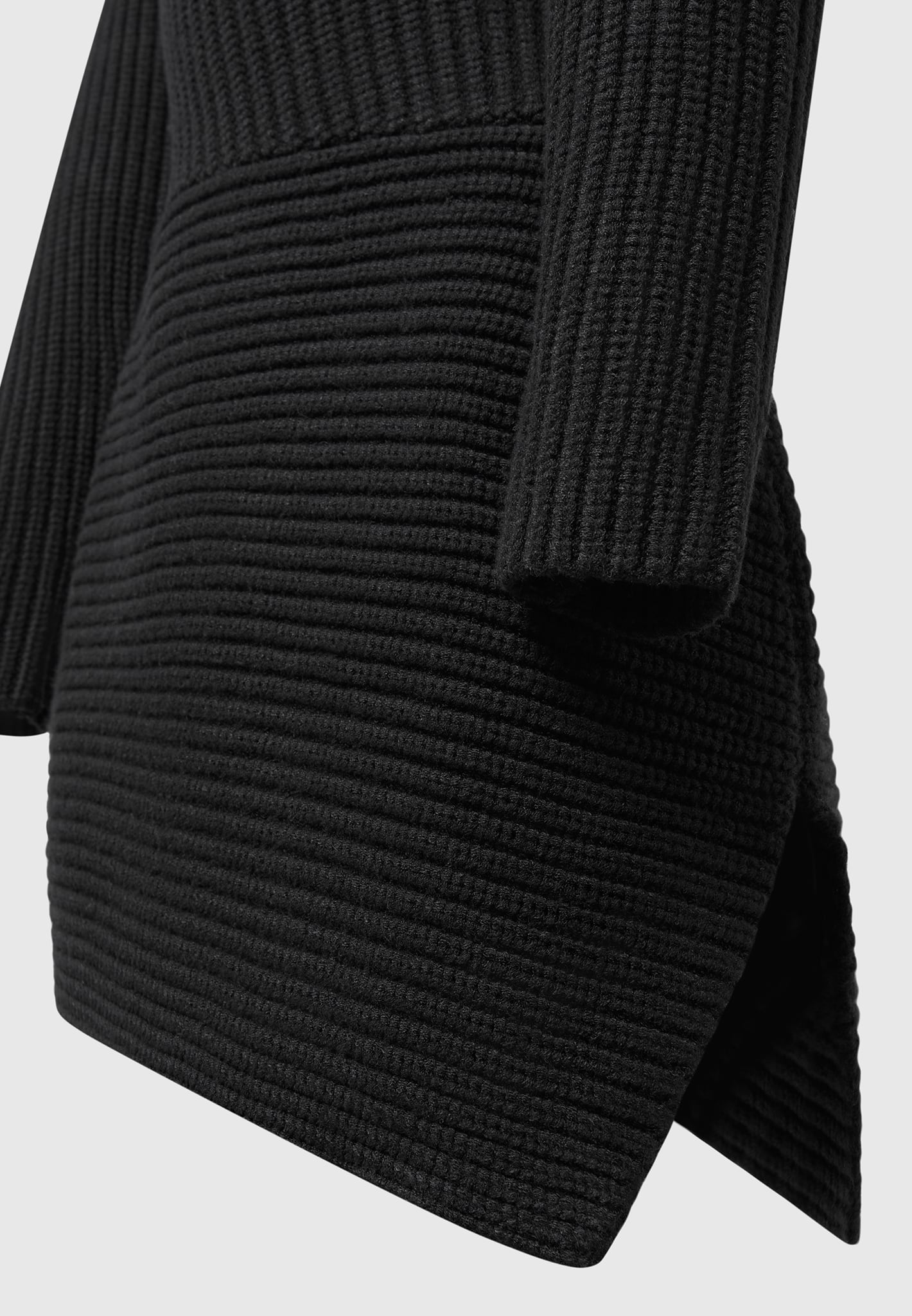 Asymmetric Knit Mini Dress with High Neck & Silver Plaque | Manière De Voir