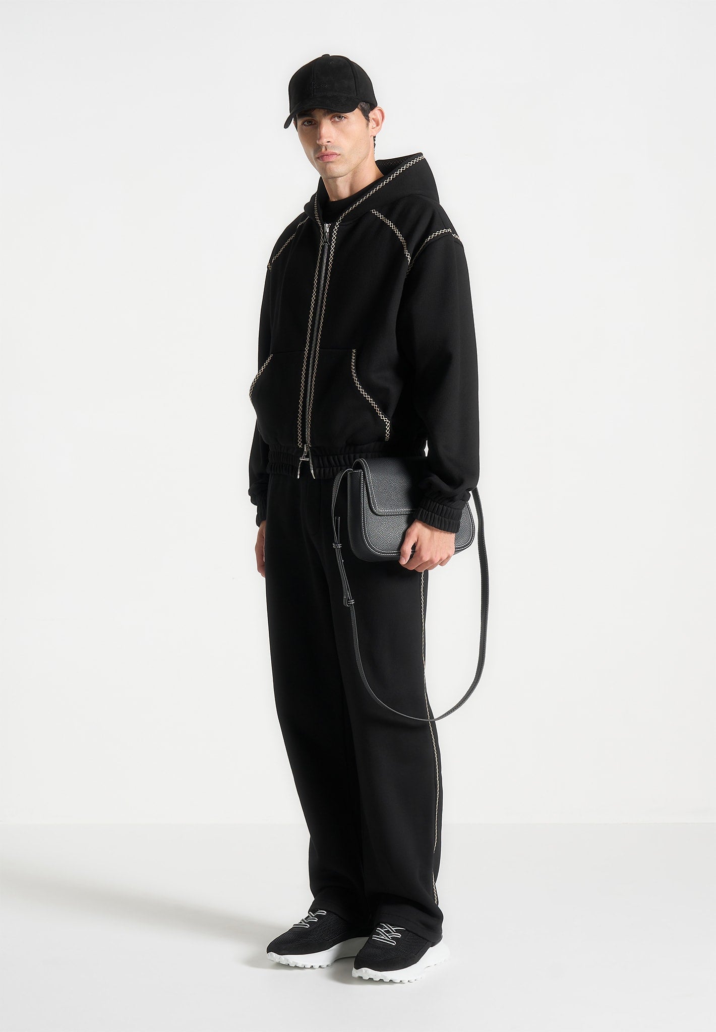 Relaxed Fit Joggers with Whipstitch Detailing | Marcel Black