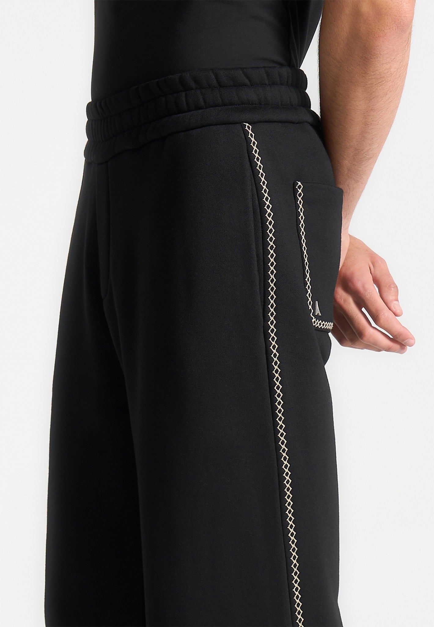 Relaxed Fit Joggers with Whipstitch Detailing | Marcel Black