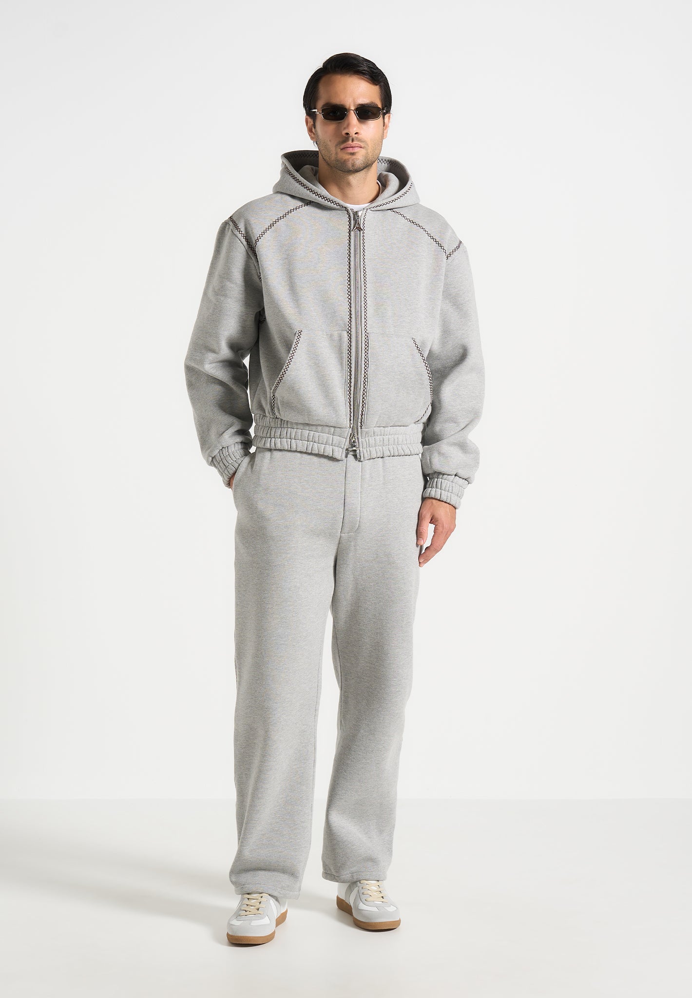 Relaxed Fit Joggers with Whipstitch Detail | Marcel Light Grey