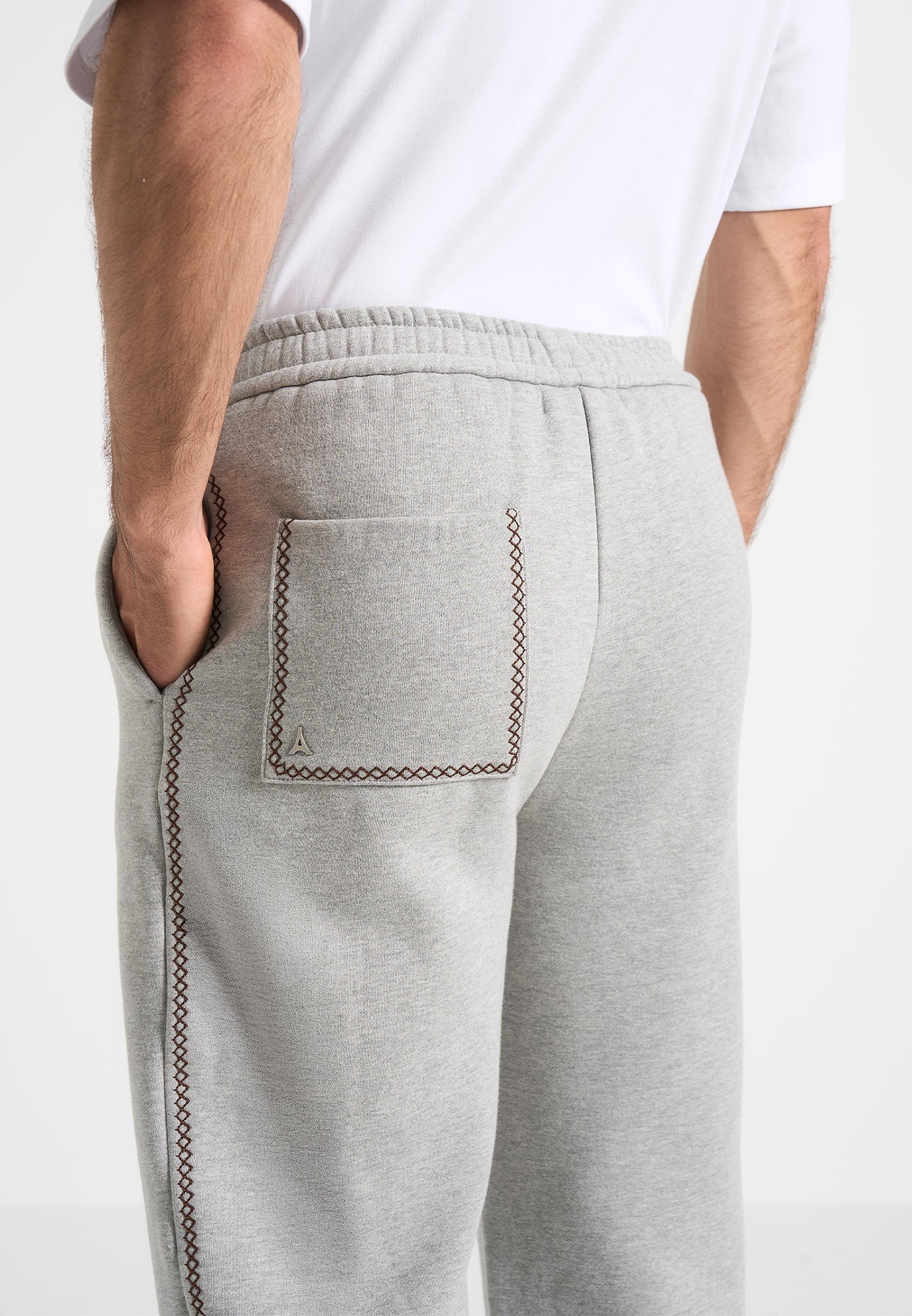 Relaxed Fit Joggers with Whipstitch Detail | Marcel Light Grey