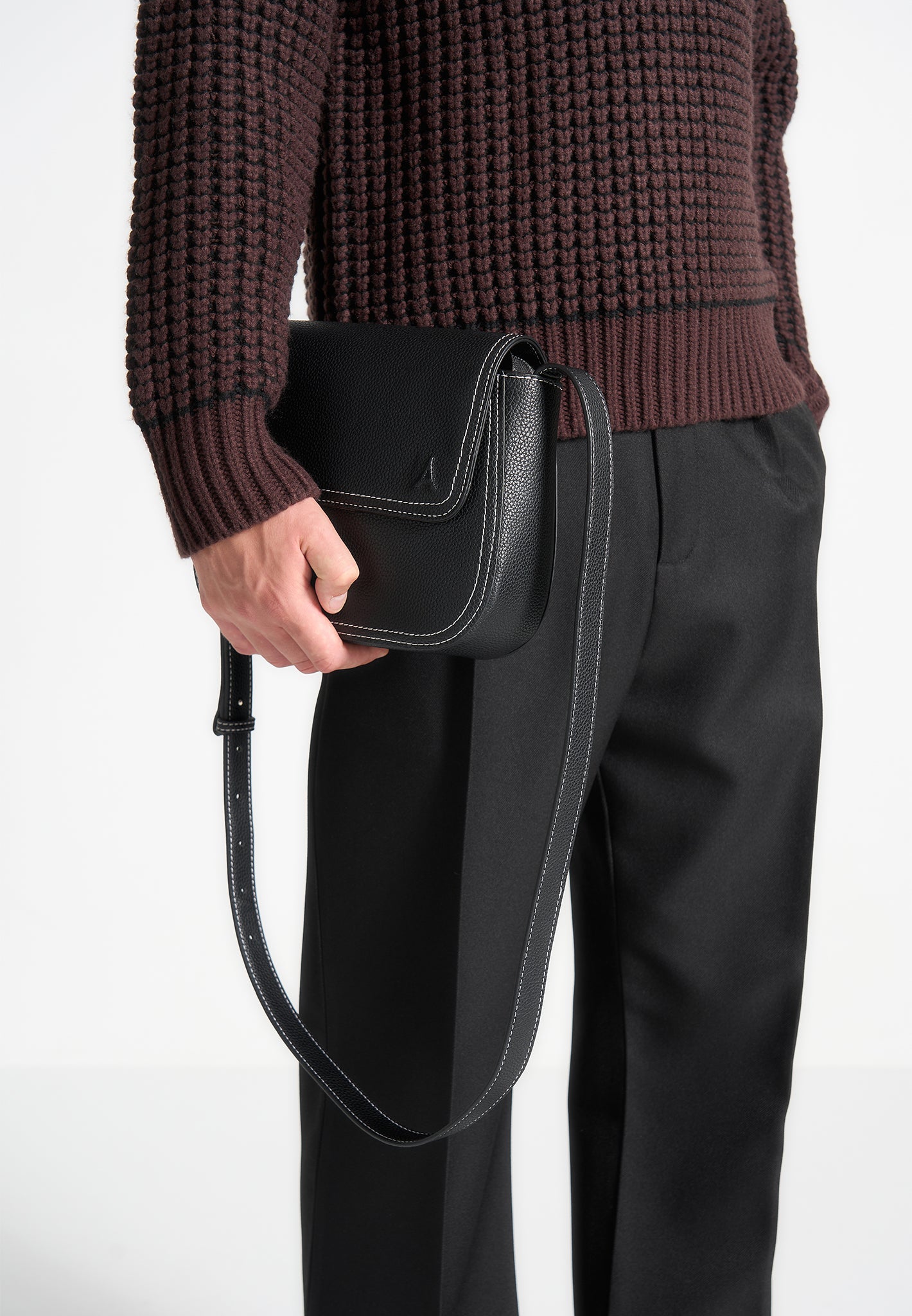Vegan Leather Crossbody Bag with Adjustable Strap | Marseille Black