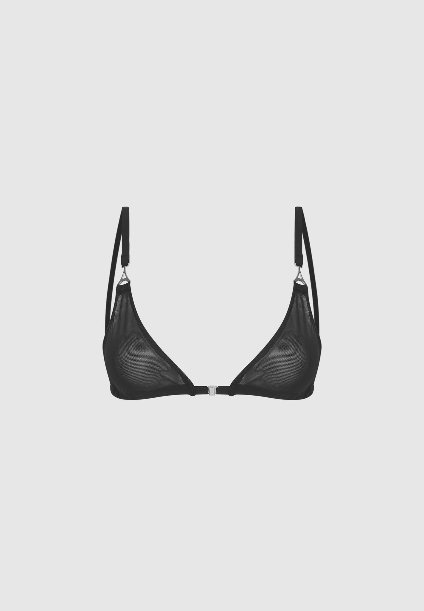 Mesh Bralette with Adjustable Straps & Front Clasp | Black Lingerie