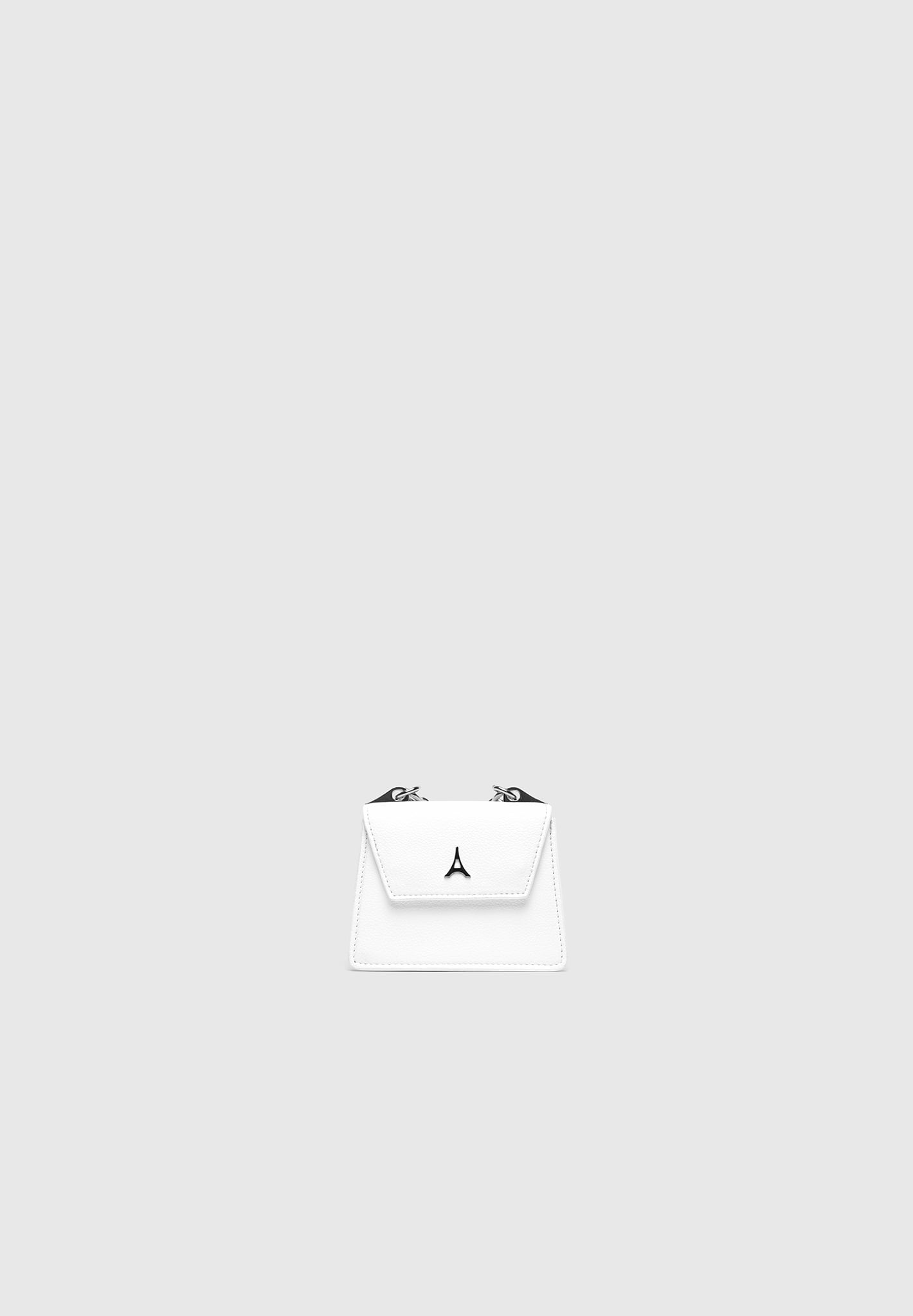 White Miniature Bag with Silver Chain Handle | Vegan Leather