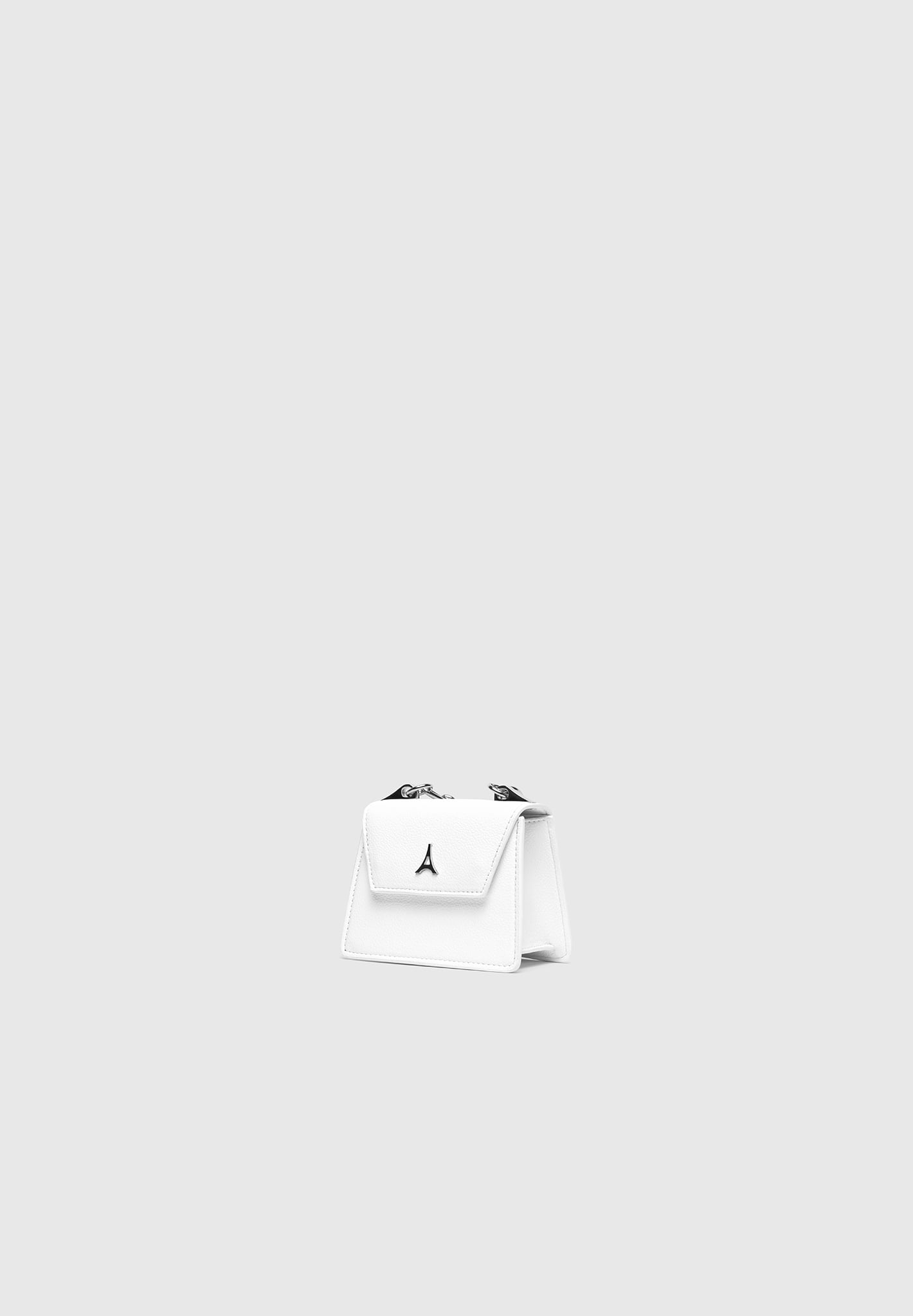 White Miniature Bag with Silver Chain Handle | Vegan Leather