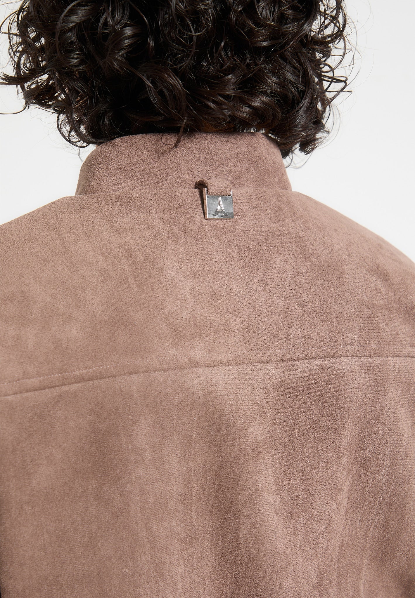 Vegan Suede Bomber Jacket with Wide Shoulders & Elastic Hem | Monique