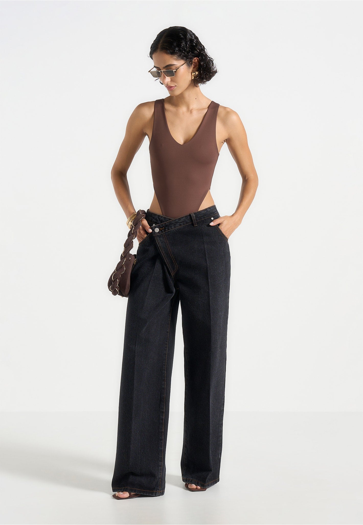 V-Neck Sculpting Bodysuit with Snap Closure | Noa