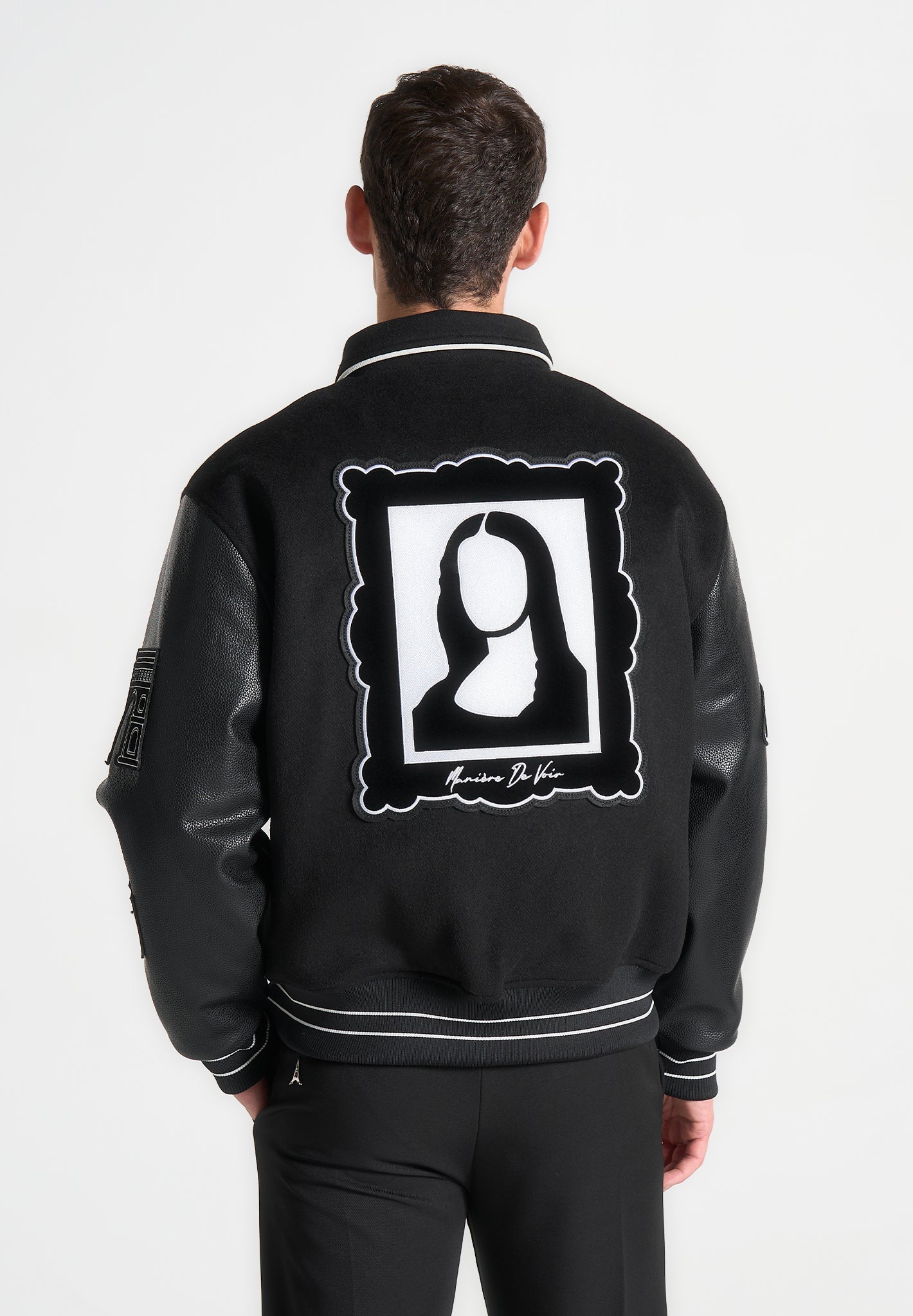 Wool Blend Varsity Jacket with Vegan Leather Details | Oscar Mona Lisa