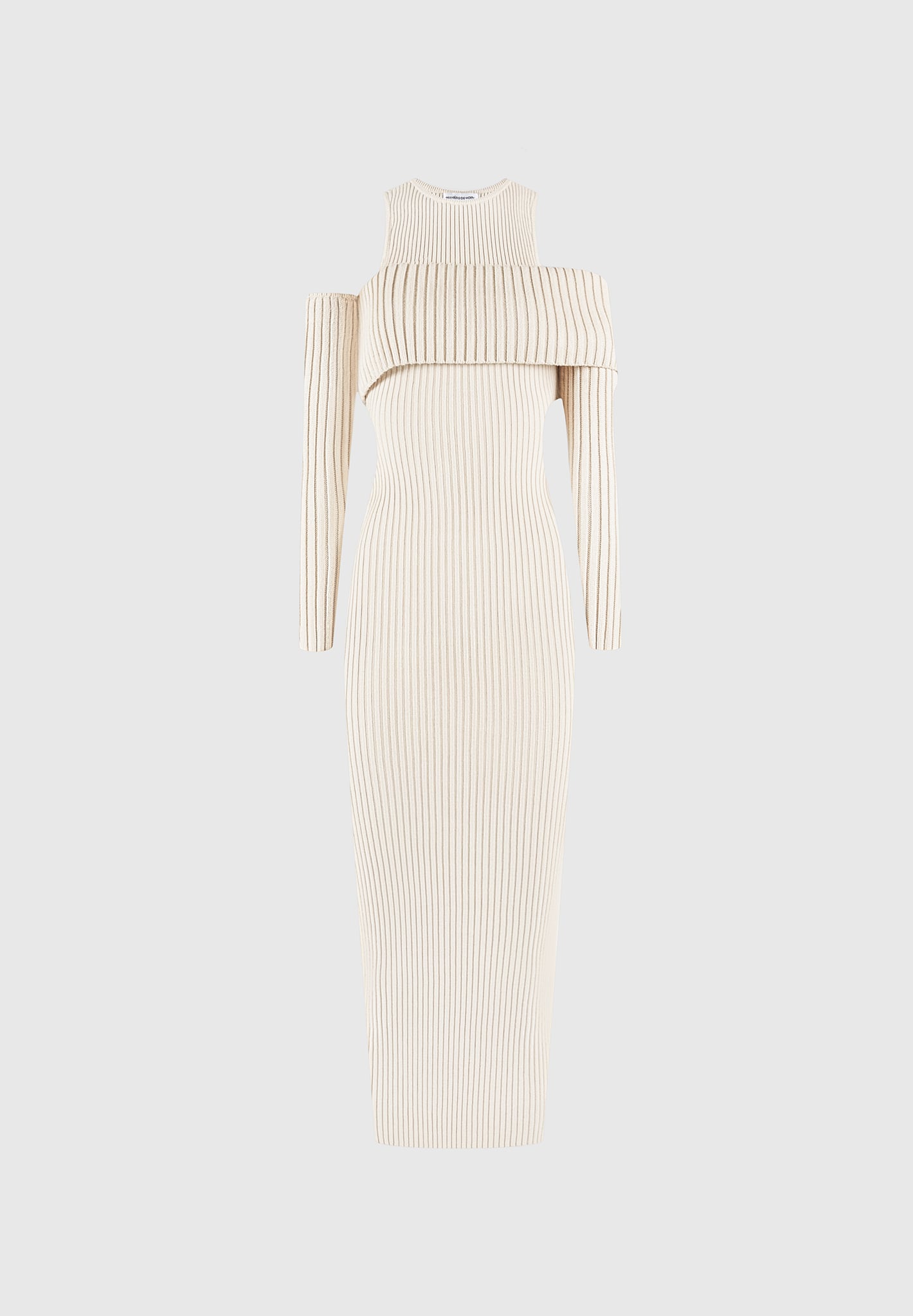 Knitted Midaxi Dress with Detachable Overlay | Beige