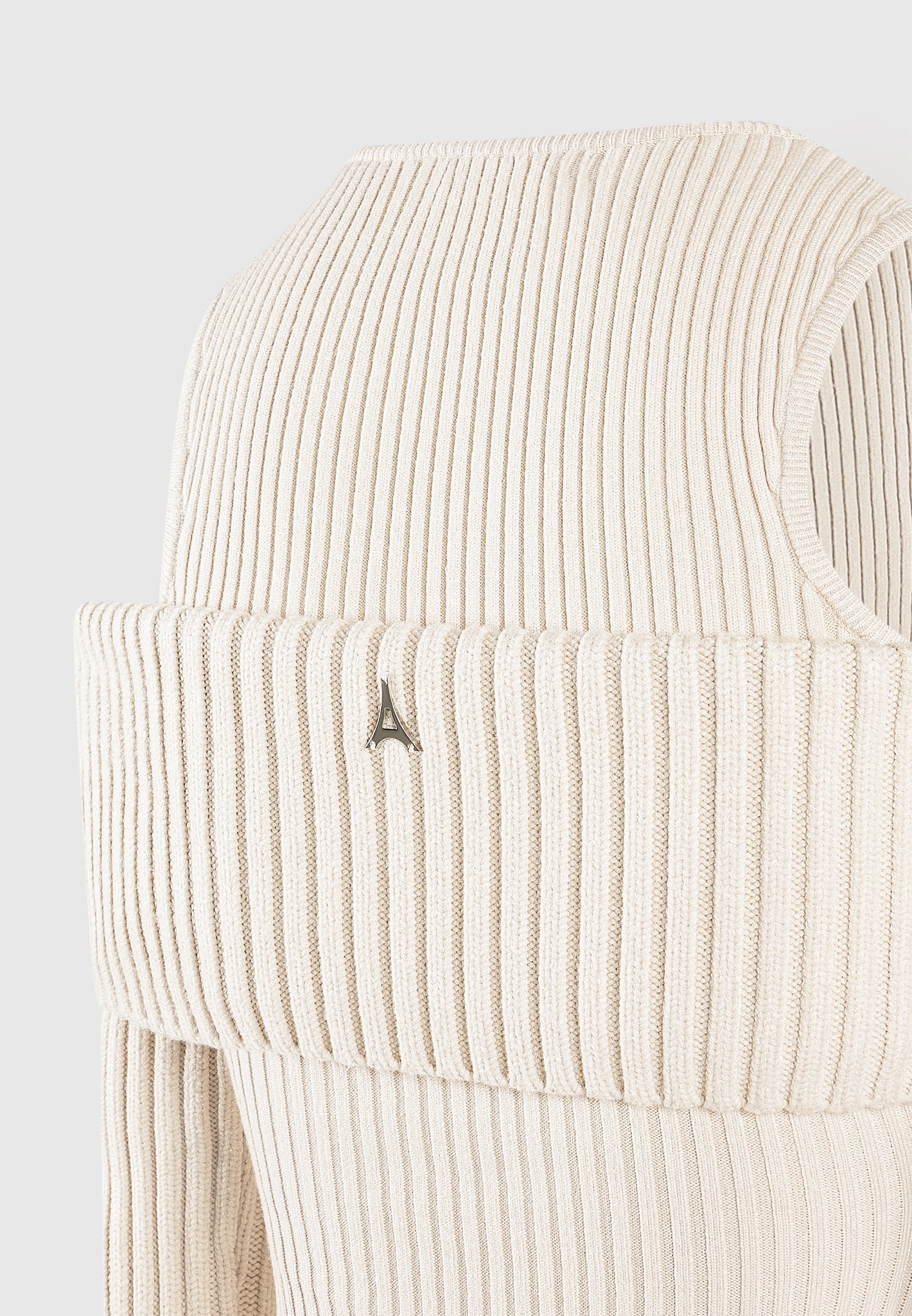 Knitted Midaxi Dress with Detachable Overlay | Beige
