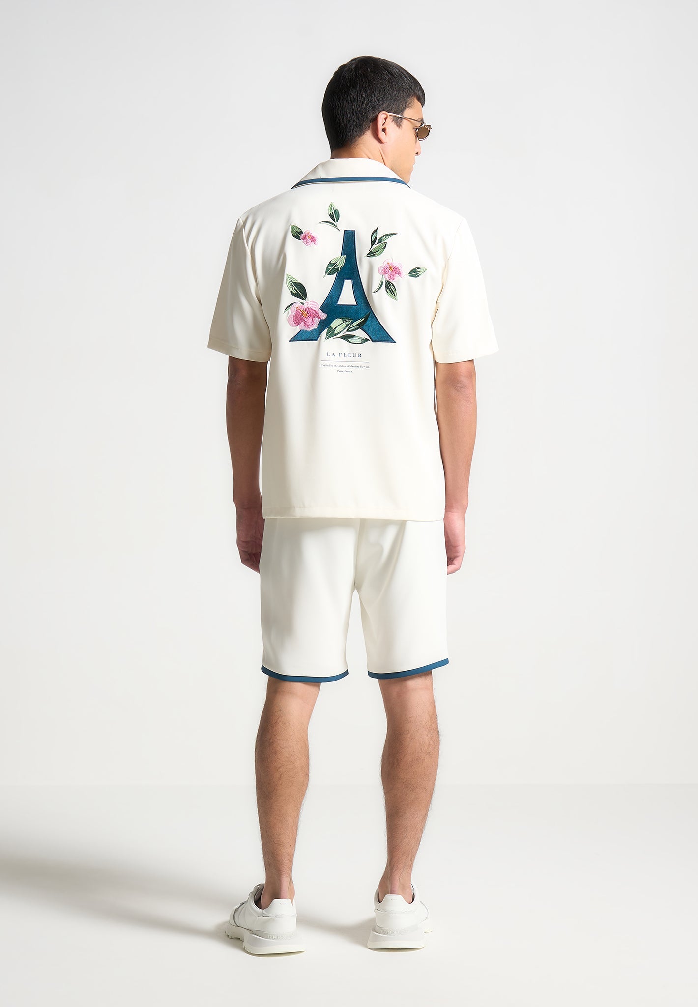 Velvet Eiffel Bowling Shirt with Appliqué Design | Owen