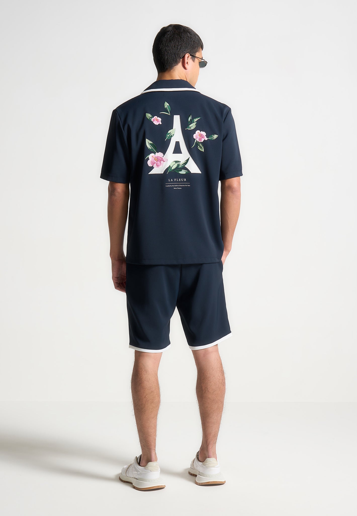 Velvet Eiffel Bowling Shirt with Appliqué Design | Owen